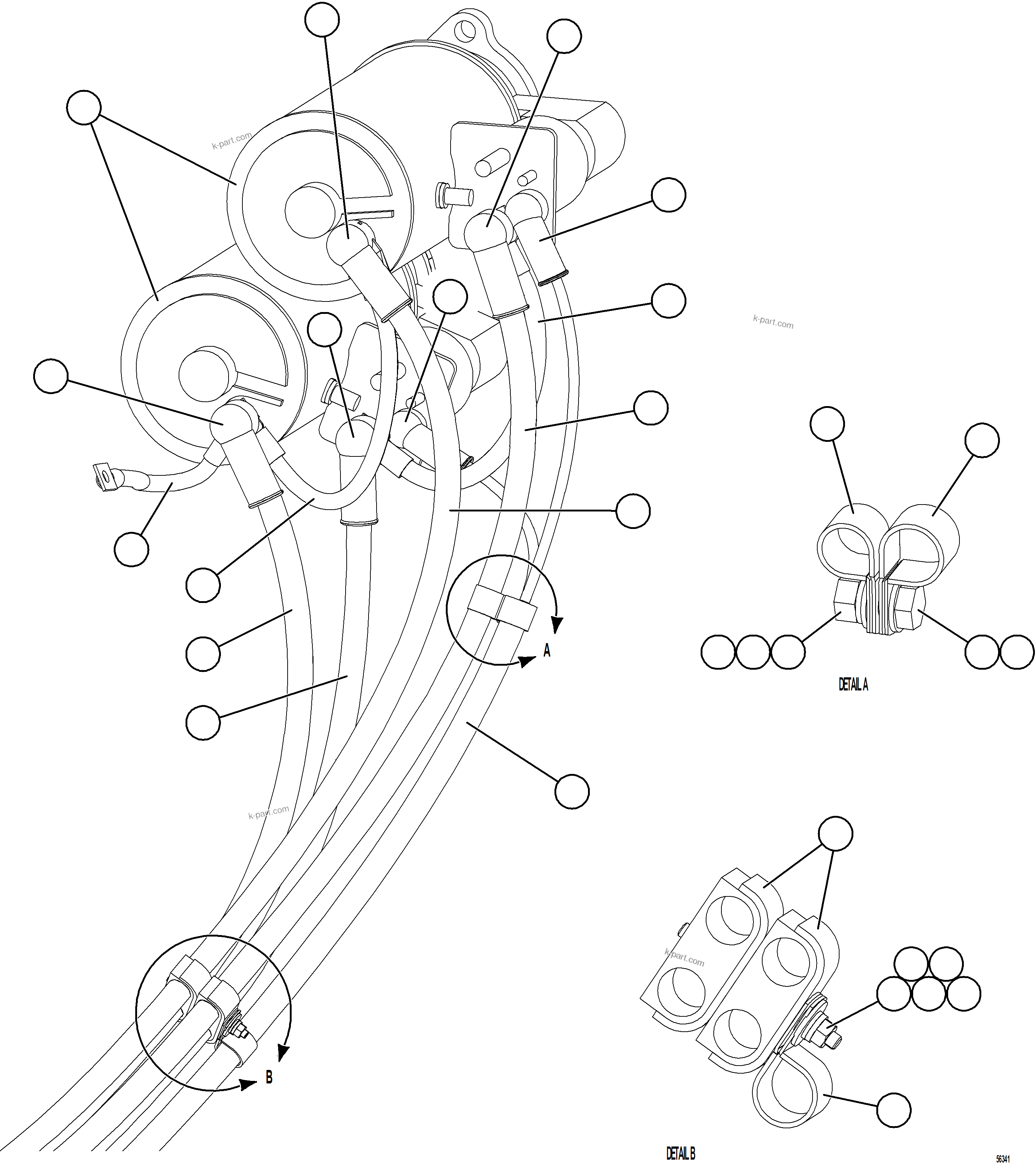 Komatsu parts book diagram for AFE69-A 730E-8 S/N A40002 HAILE GOLD MINE: STARTING SYSTEM WIRING    1/3