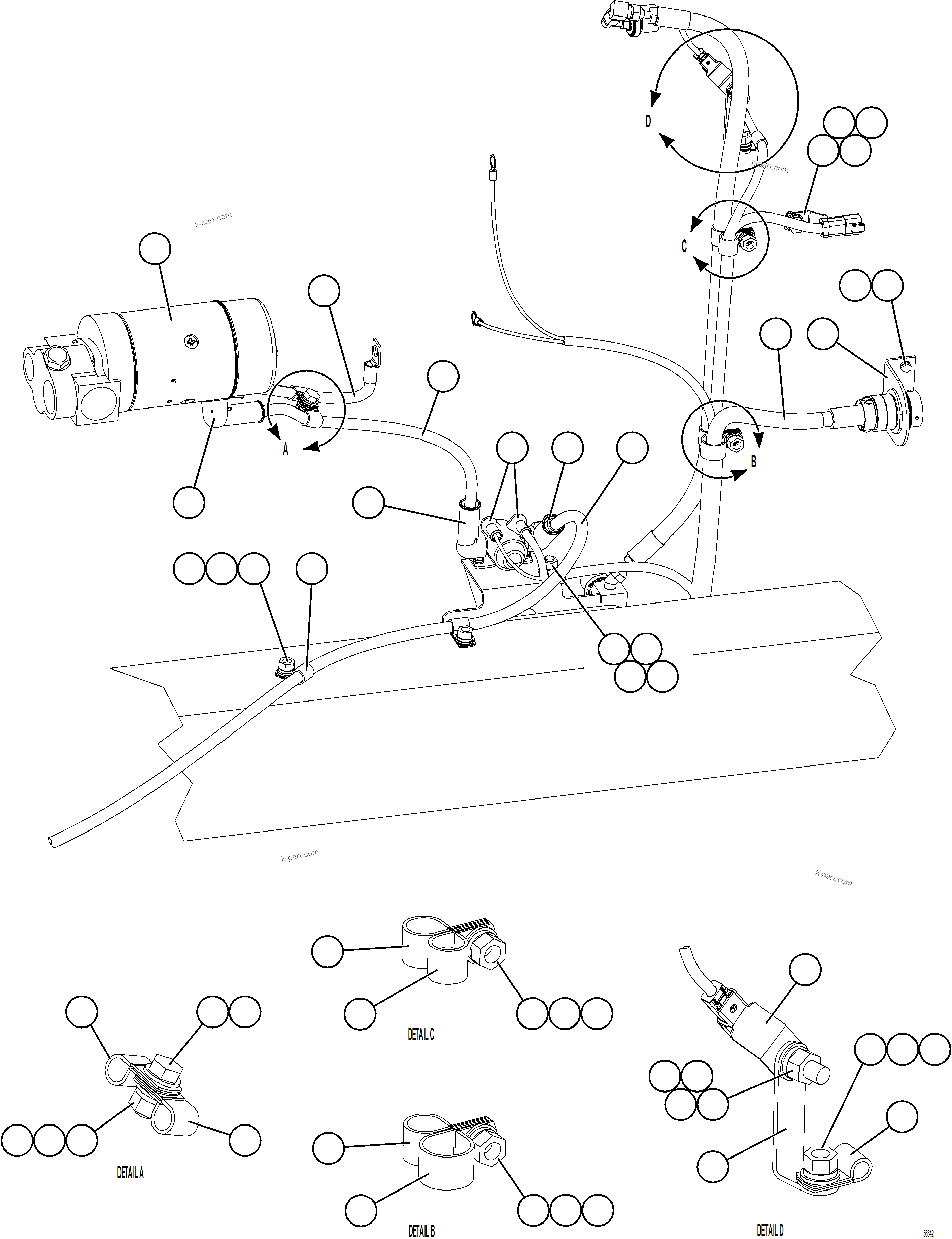Komatsu parts book diagram for AFE69-A 730E-8 S/N A40002 HAILE GOLD MINE: STARTING SYSTEM WIRING    2/3