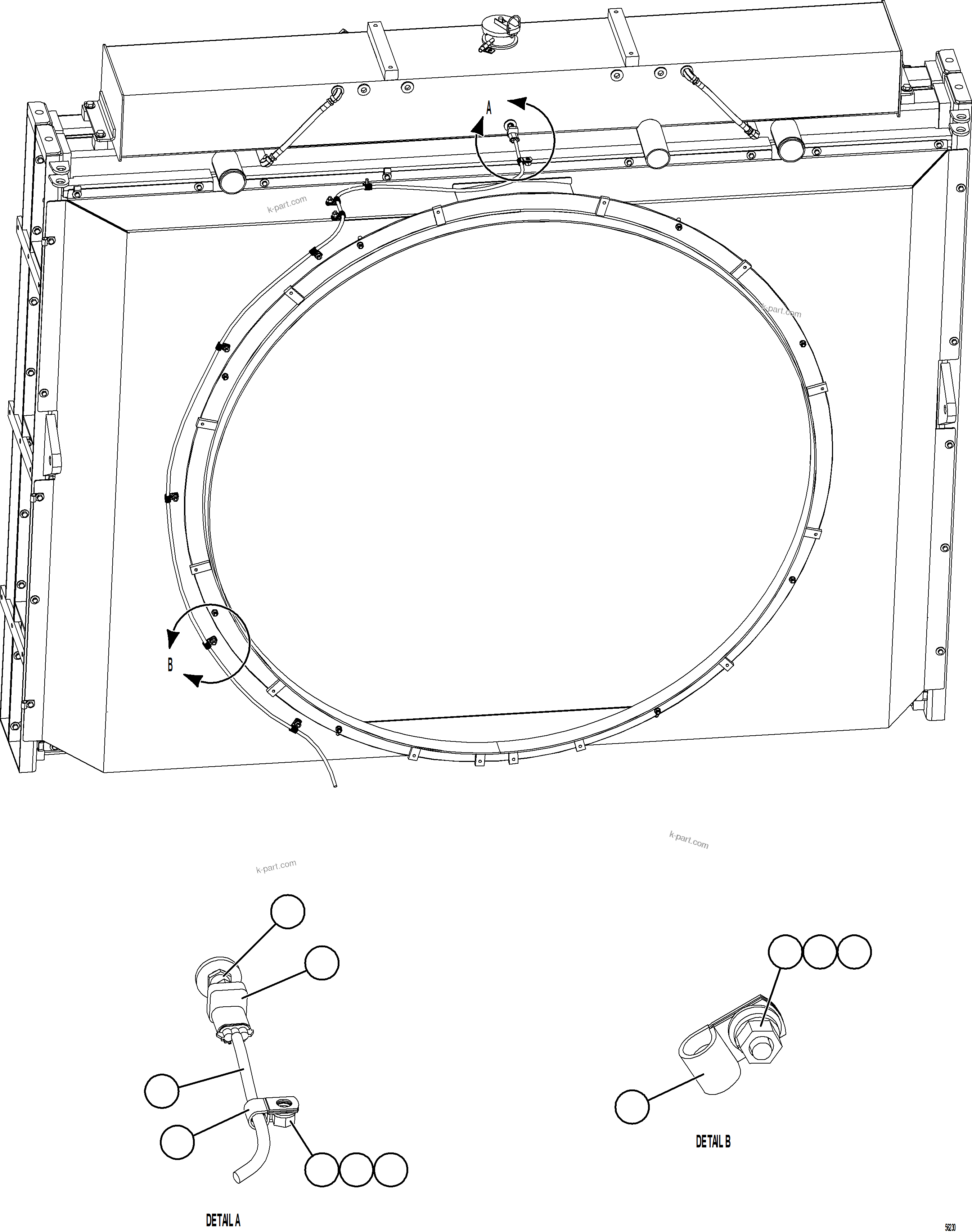 Komatsu parts book diagram for AFE69-A 730E-8 S/N A40002 HAILE GOLD MINE: COOLANT LEVEL SWITCH INSTALLATION