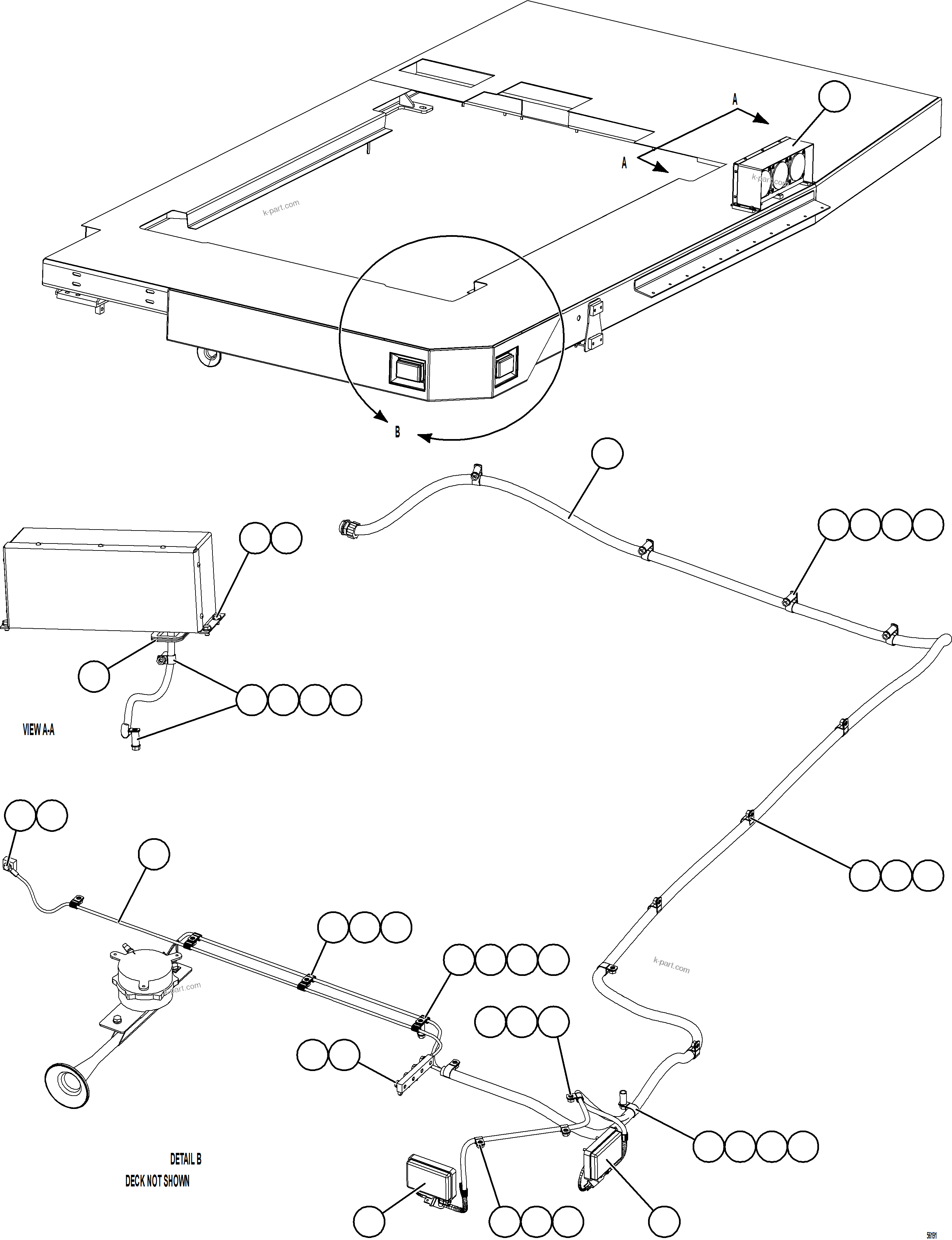 Komatsu parts book diagram for AFE69-A 730E-8 S/N A40002 HAILE GOLD MINE: LH DECK LIGHTS & WIRING