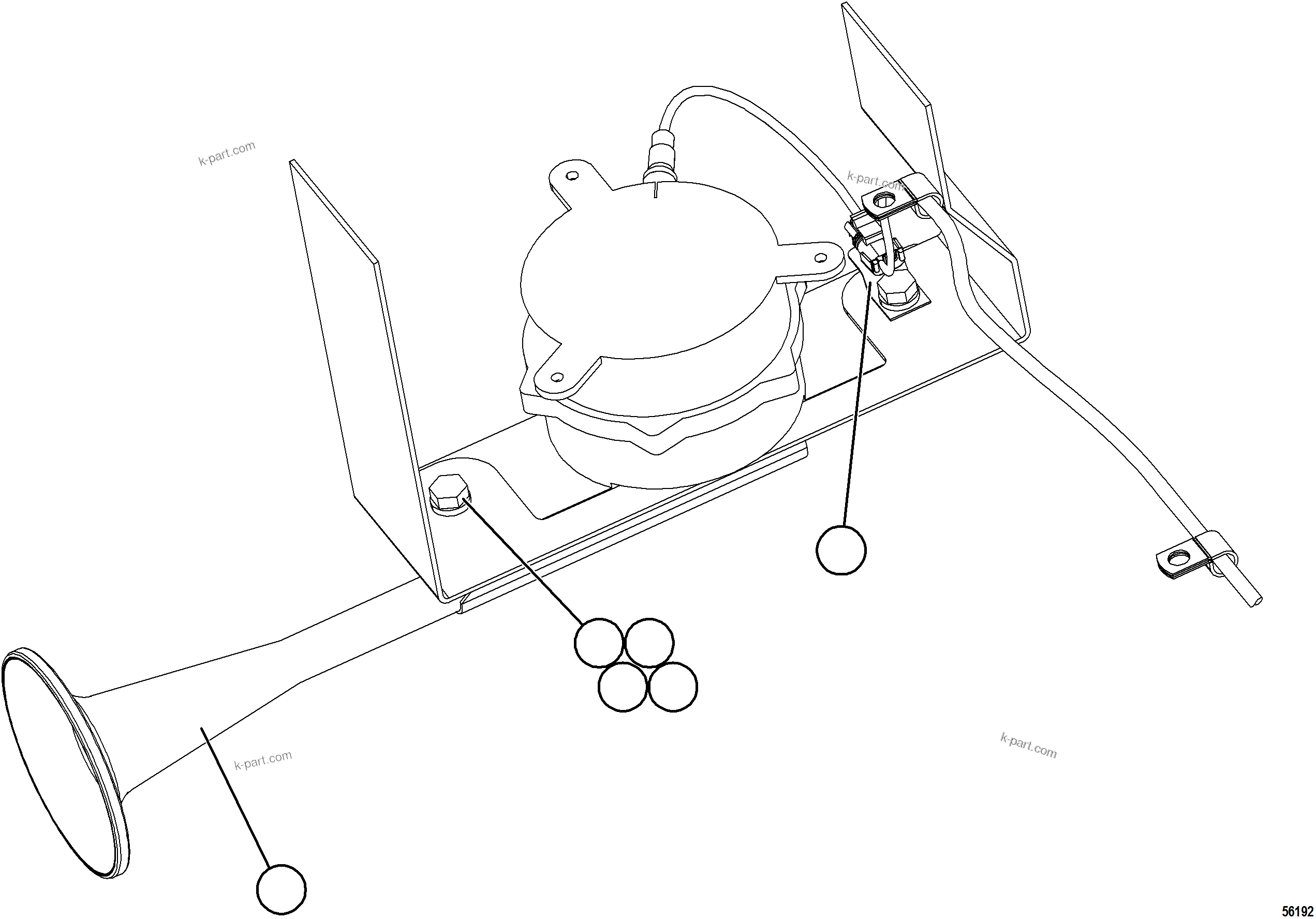 Komatsu parts book diagram for AFE69-A 730E-8 S/N A40002 HAILE GOLD MINE: HORN INSTALLATION