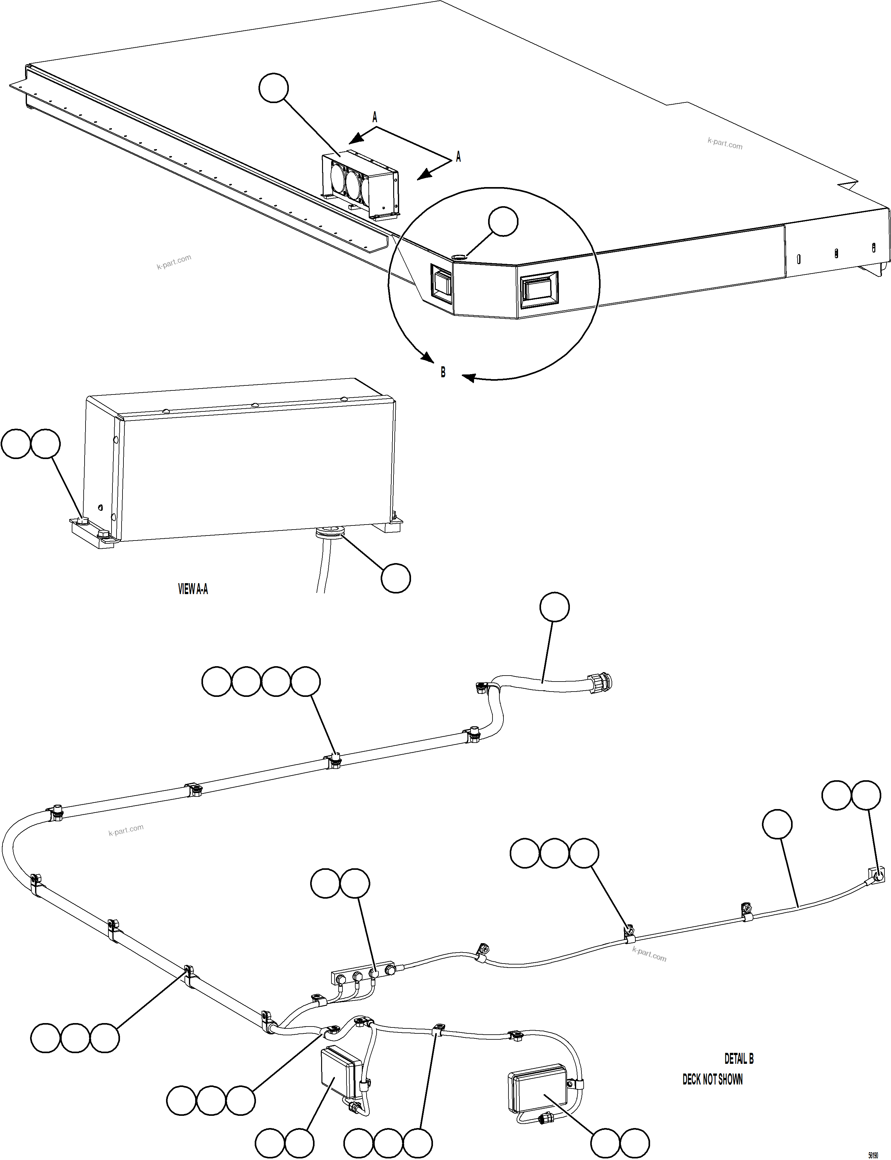 Komatsu parts book diagram for AFE69-A 730E-8 S/N A40002 HAILE GOLD MINE: RH DECK LIGHTS & WIRING