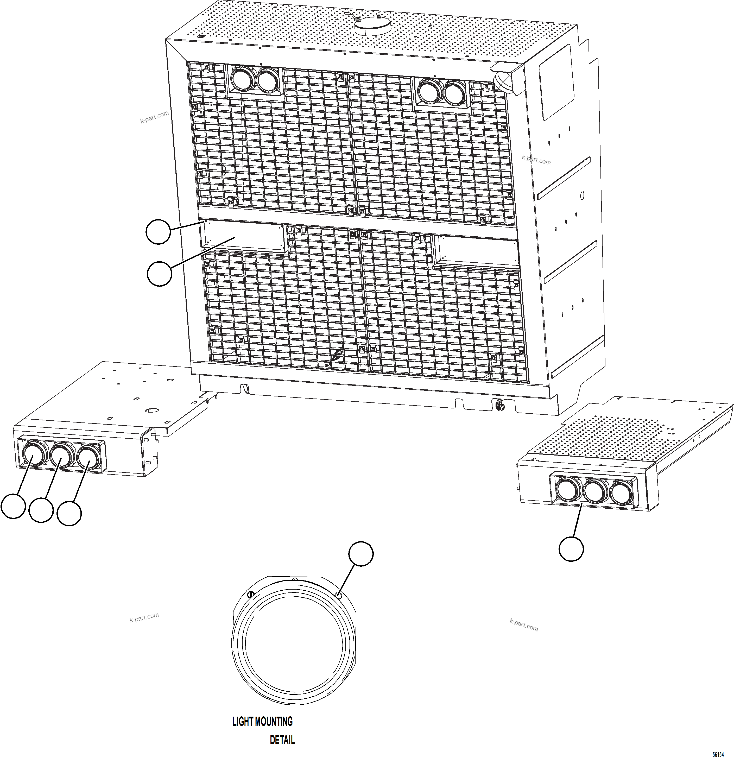 Komatsu parts book diagram for AFE69-A 730E-8 S/N A40002 HAILE GOLD MINE: BUMPER MOUNTED HEADLIGHTS