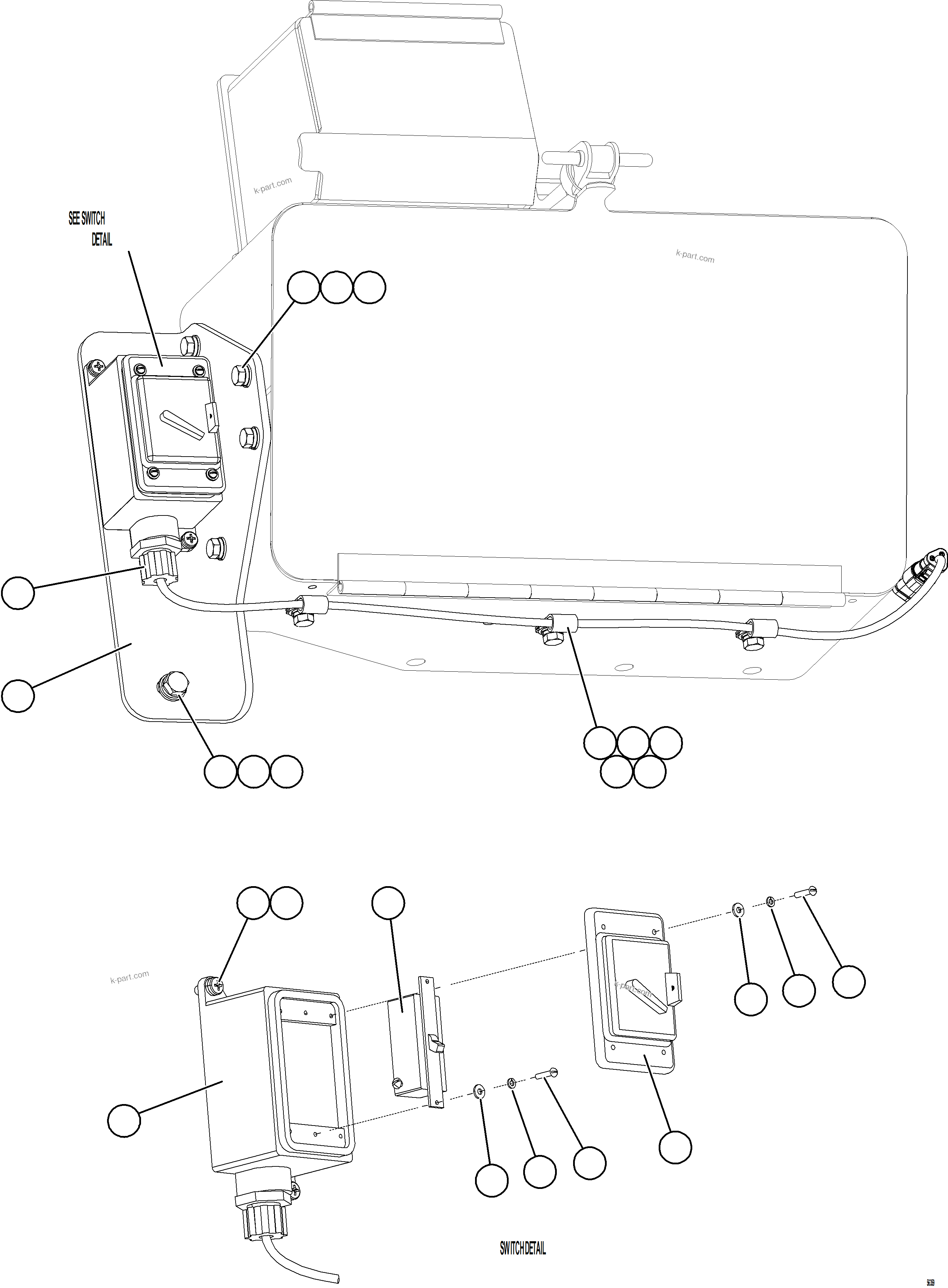 Komatsu parts book diagram for AFE69-A 730E-8 S/N A40002 HAILE GOLD MINE: LADDER LIGHT SWITCH INSTALLATION
