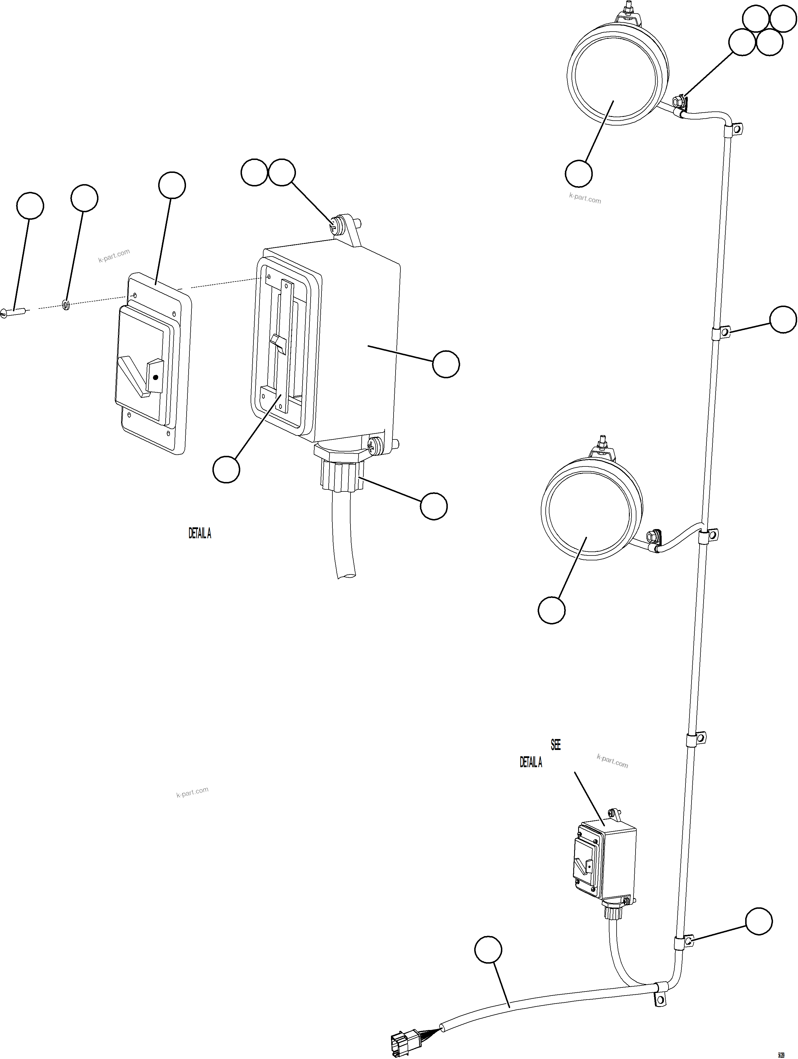 Komatsu parts book diagram for AFE69-A 730E-8 S/N A40002 HAILE GOLD MINE: ENGINE SERVICE LIGHTS