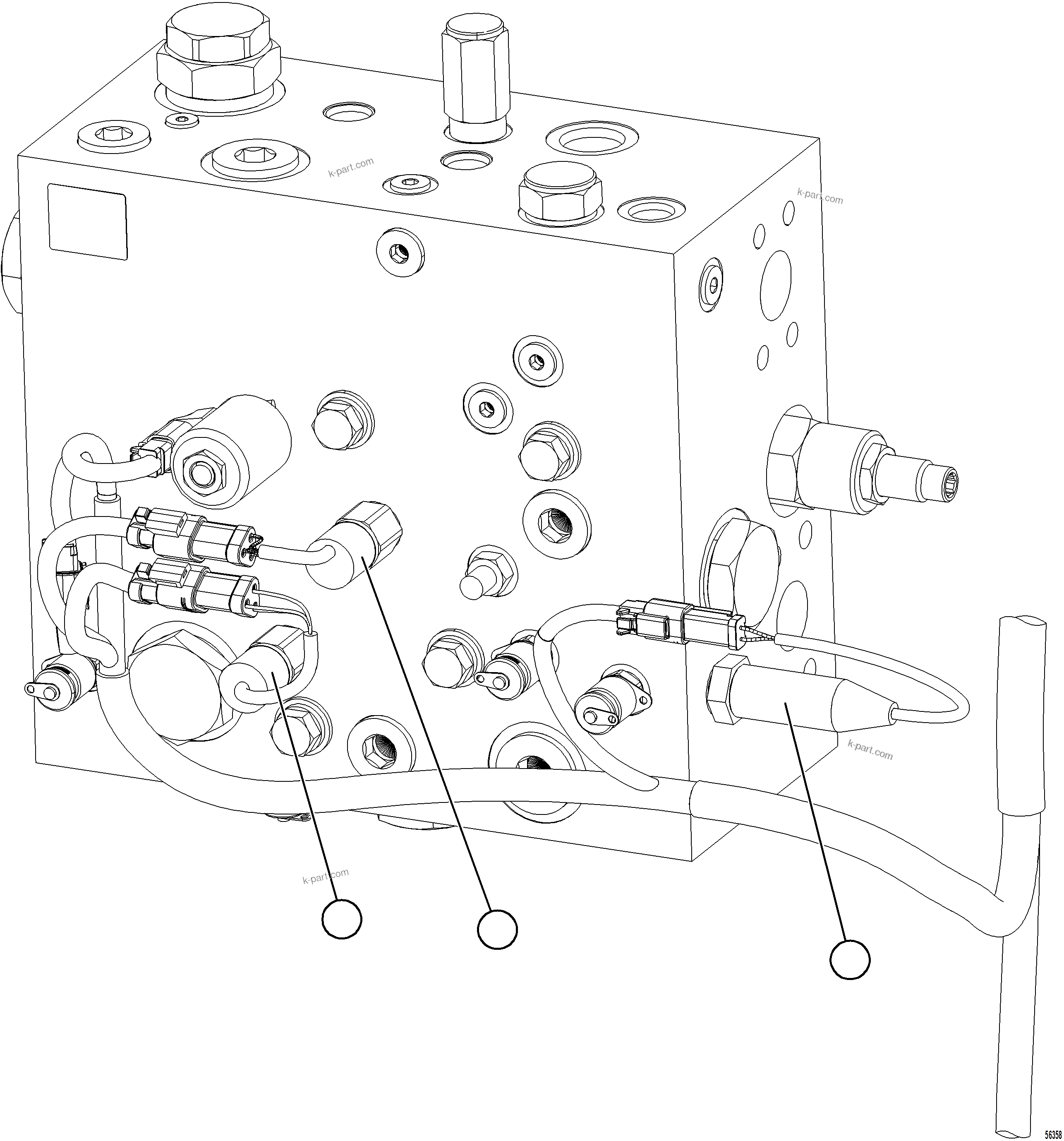 Komatsu parts book diagram for AFE69-A 730E-8 S/N A40002 HAILE GOLD MINE: BLEEDDOWN MANIFOLD WIRING