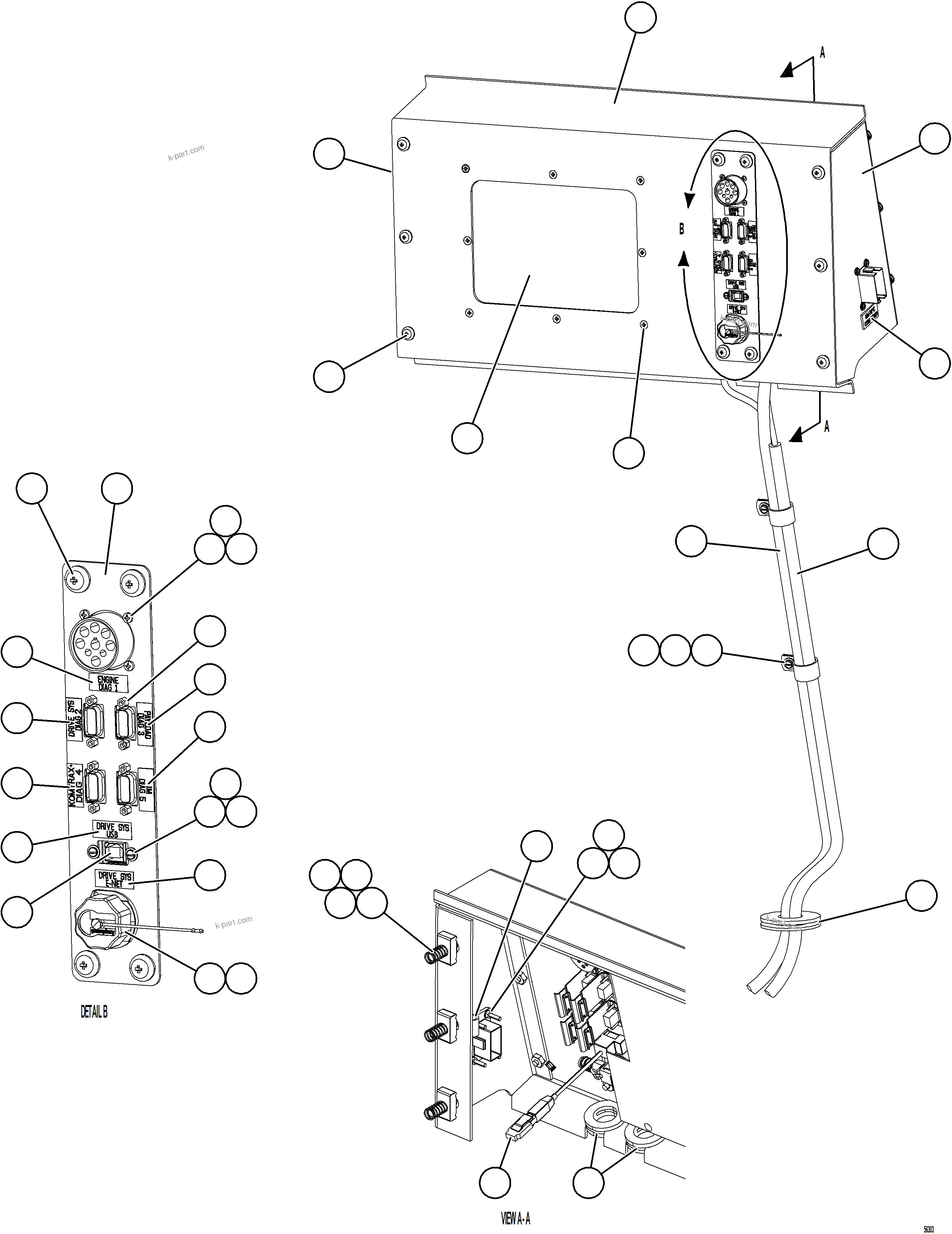 Komatsu parts book diagram for AFE69-A 730E-8 S/N A40002 HAILE GOLD MINE: DID PANEL INSTALLATION