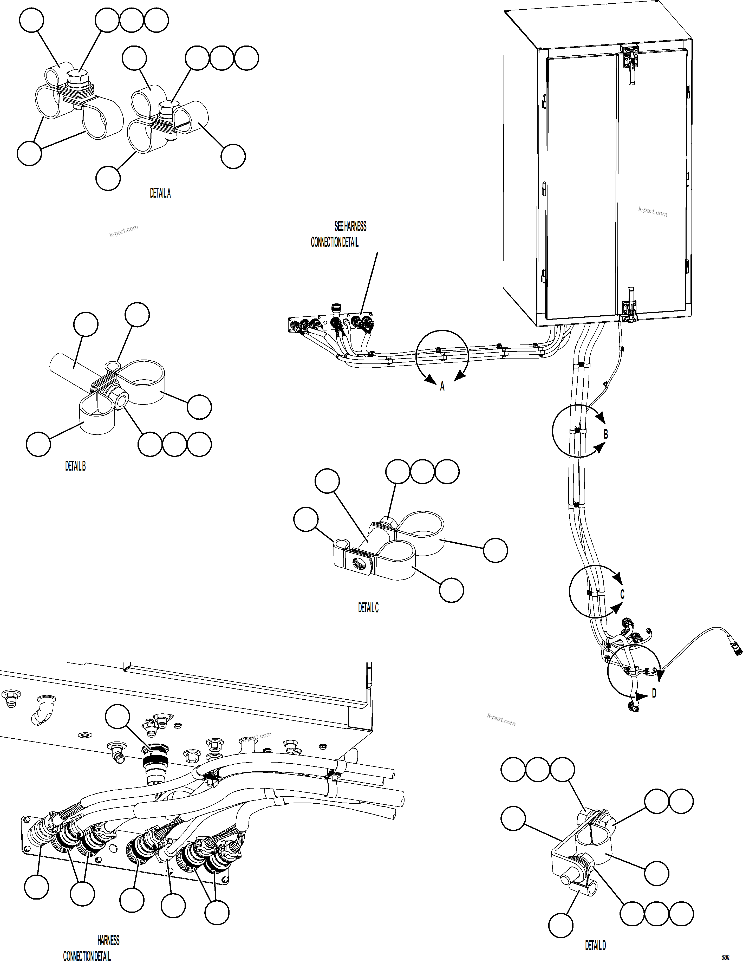 Komatsu parts book diagram for AFE69-A 730E-8 S/N A40002 HAILE GOLD MINE: AUXILIARY CONTROL CABINET EXTERNAL WIRING    2/4