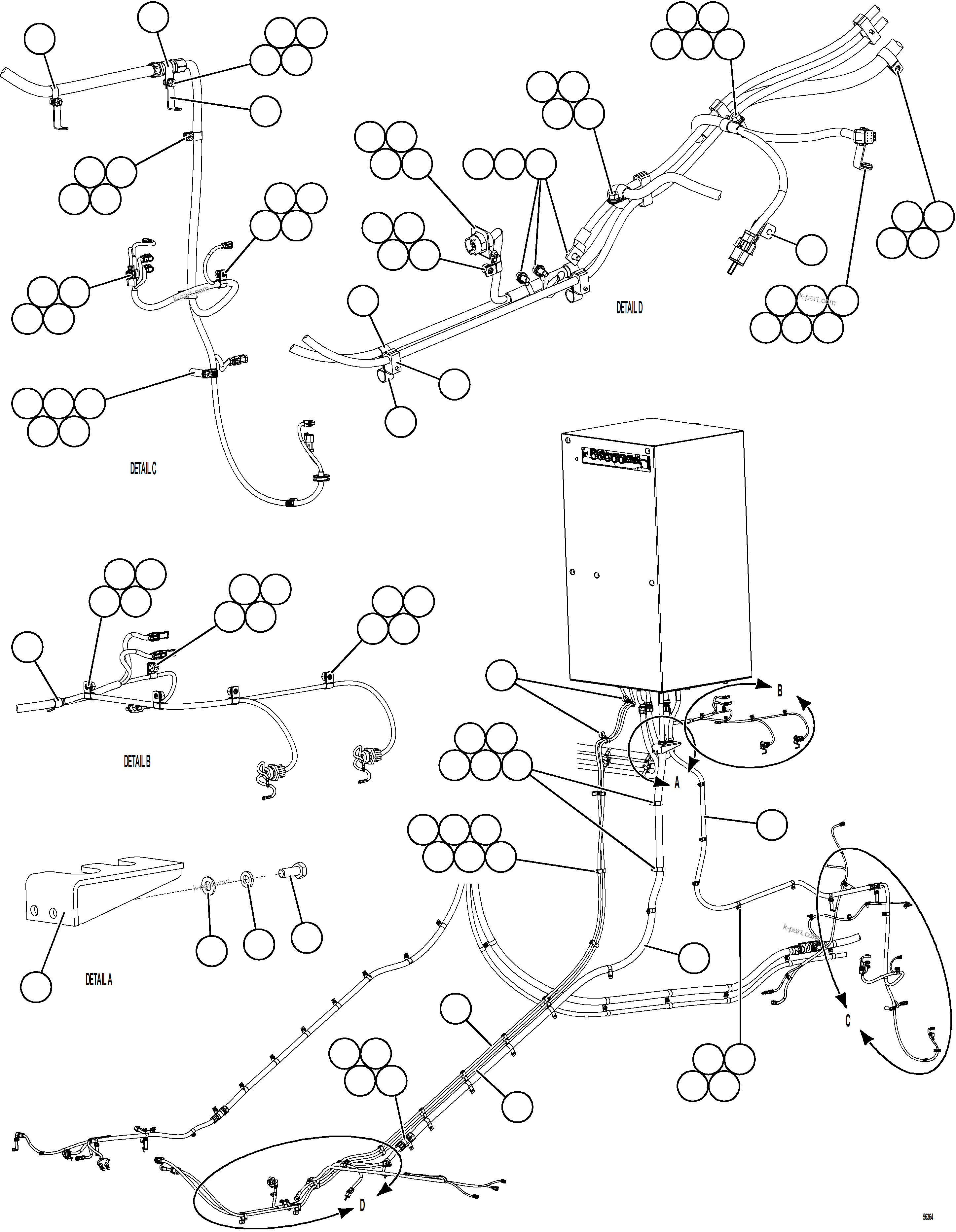 Komatsu parts book diagram for AFE69-A 730E-8 S/N A40002 HAILE GOLD MINE: AUXILIARY CONTROL CABINET EXTERNAL WIRING    4/4