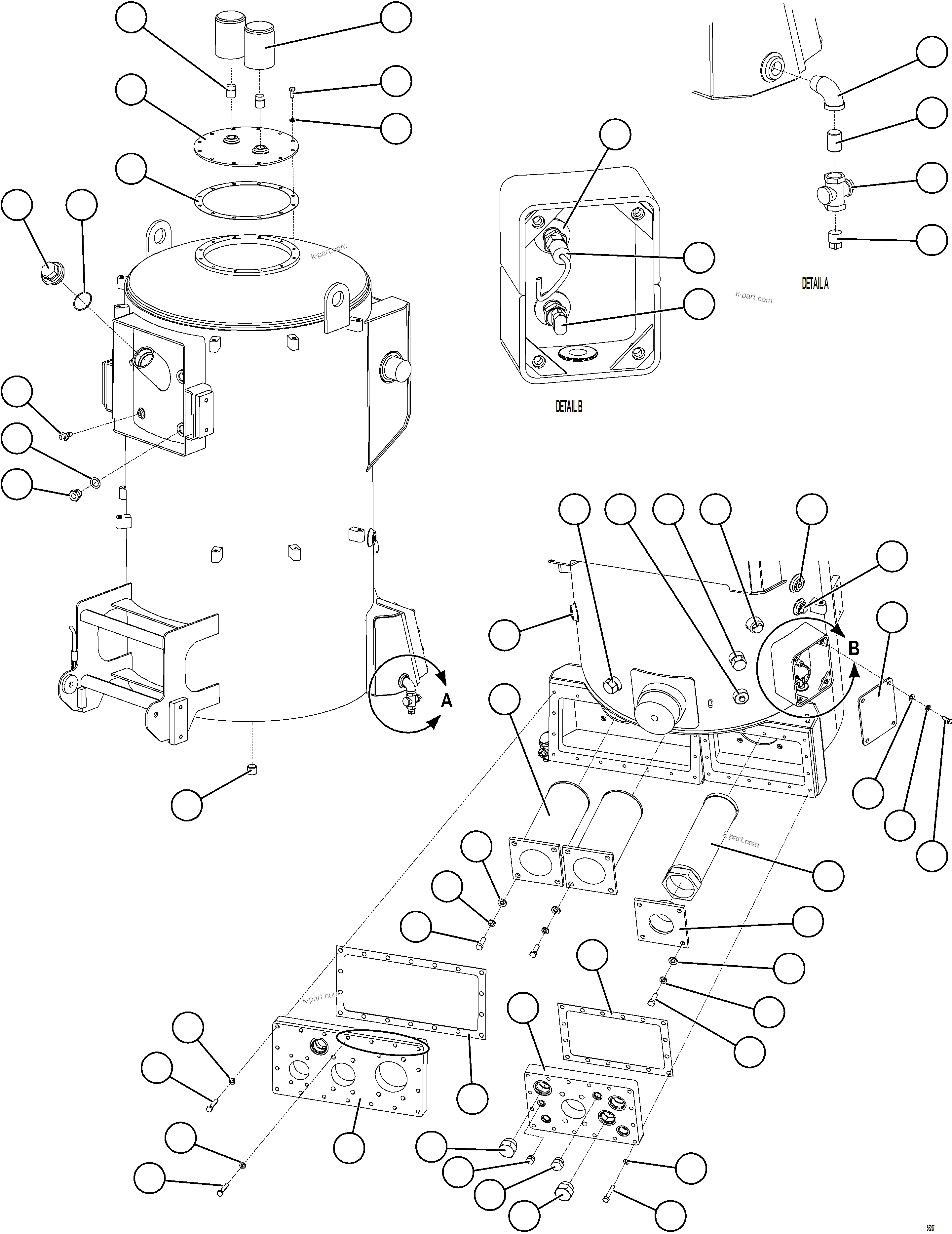 Komatsu parts book diagram for AFE69-A 730E-8 S/N A40002 HAILE GOLD MINE: HYDRAULIC TANK ASSEMBLY