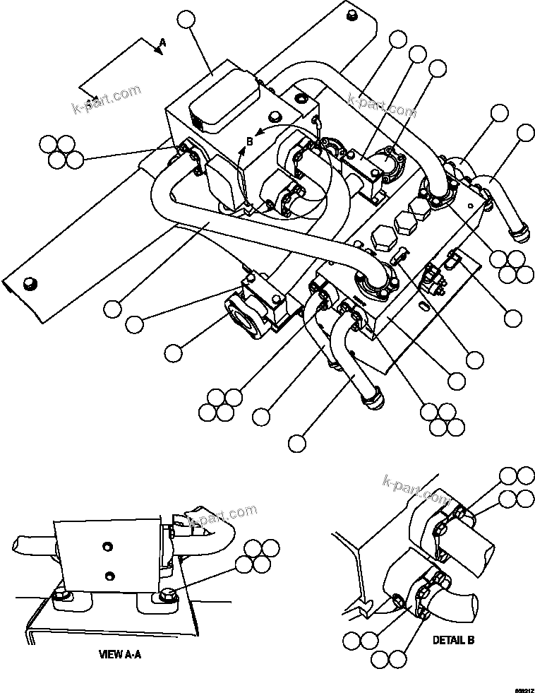 Komatsu parts book diagram for AFE69-A 730E-8 S/N A40002 HAILE GOLD MINE: PUMP MODULE    1/3