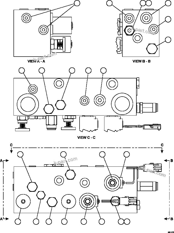 Komatsu parts book diagram for AFE69-A 730E-8 S/N A40002 HAILE GOLD MINE: BRAKE MANIFOLD        PC2915
