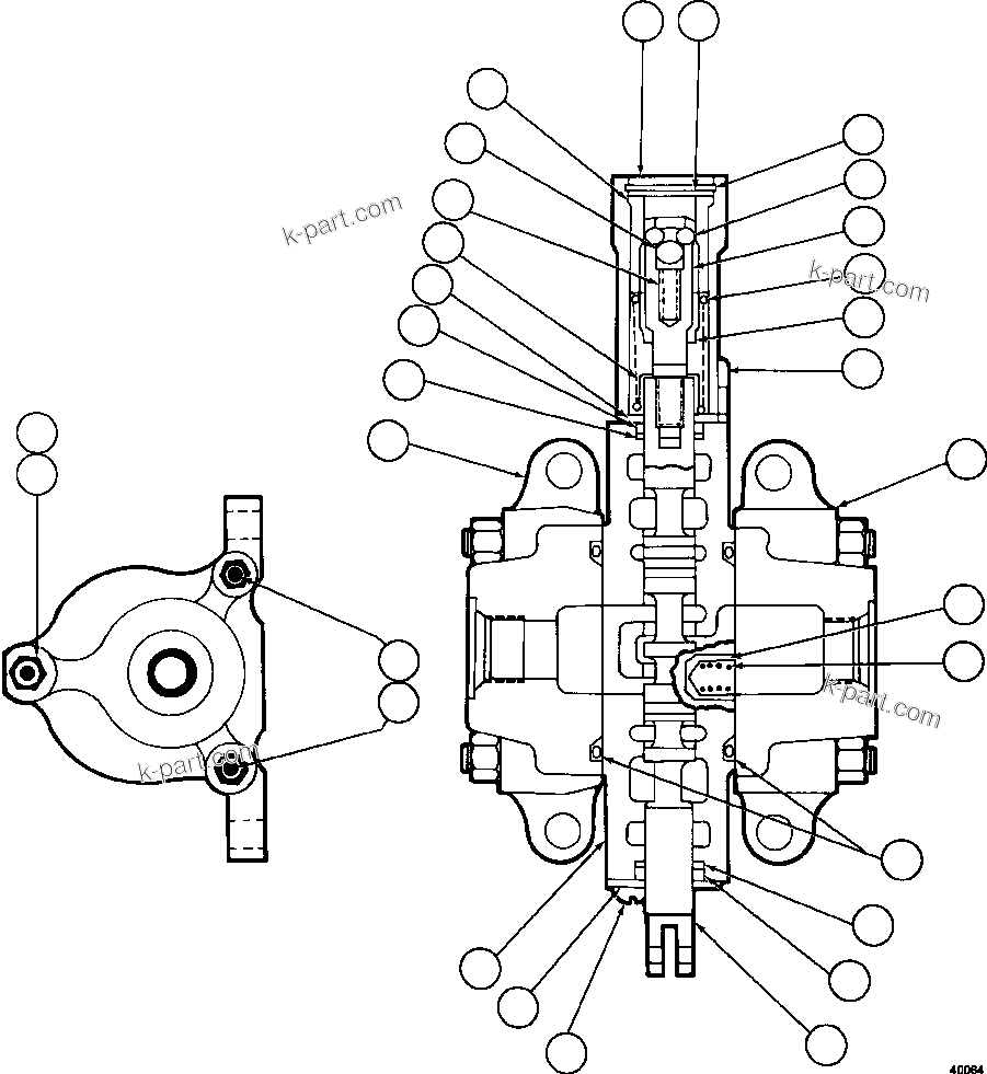Komatsu parts book diagram for AFE69-A 730E-8 S/N A40002 HAILE GOLD MINE: HOIST PILOT VALVE ASSEMBLY           PB6922