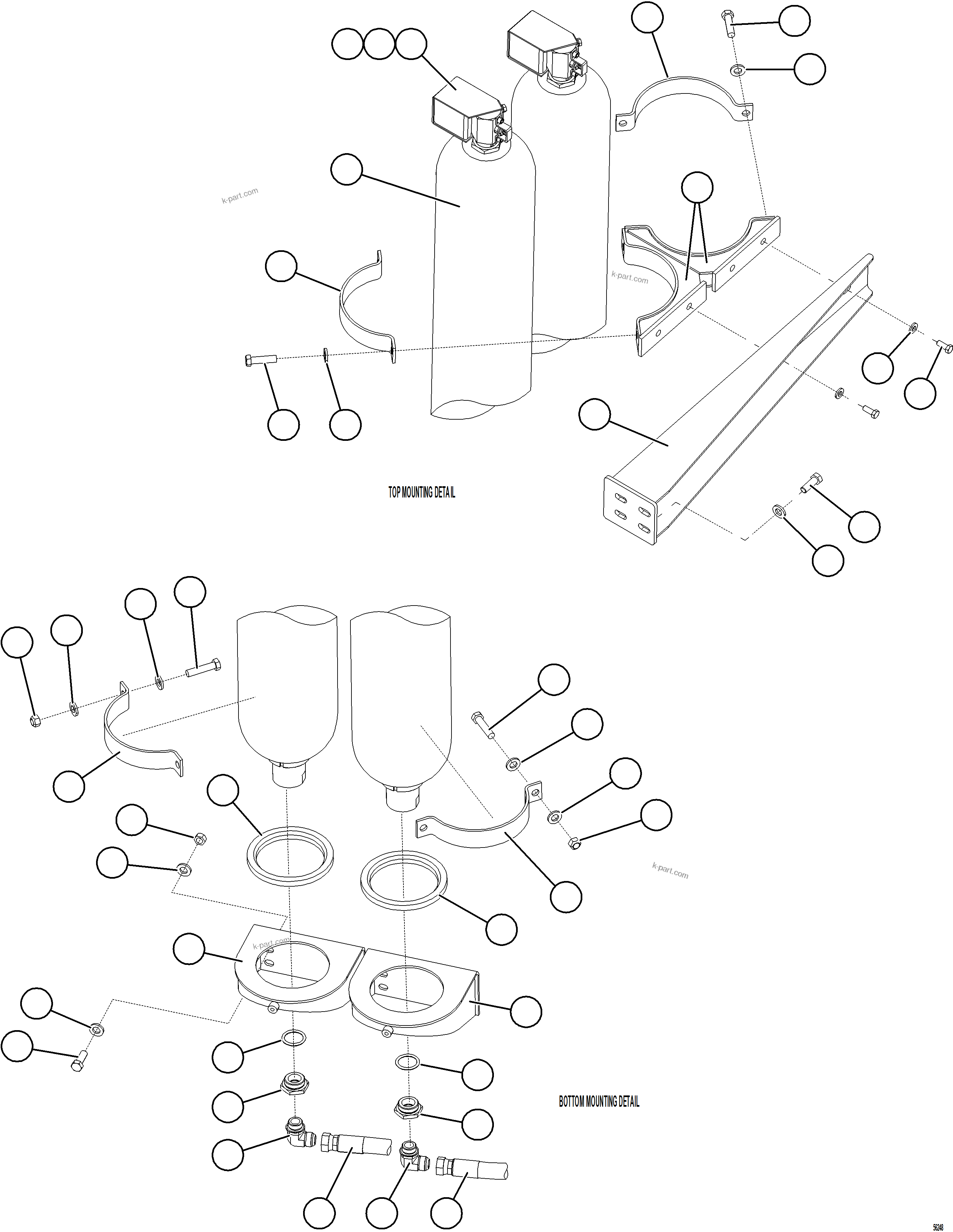 Komatsu parts book diagram for AFE69-A 730E-8 S/N A40002 HAILE GOLD MINE: STEERING ACCUMULATOR INSTALLATION