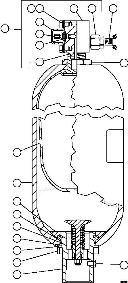 Komatsu parts book diagram for AFE69-A 730E-8 S/N A40002 HAILE GOLD MINE: STEERING ACCUMULATOR ASSEMBLY        PC2040