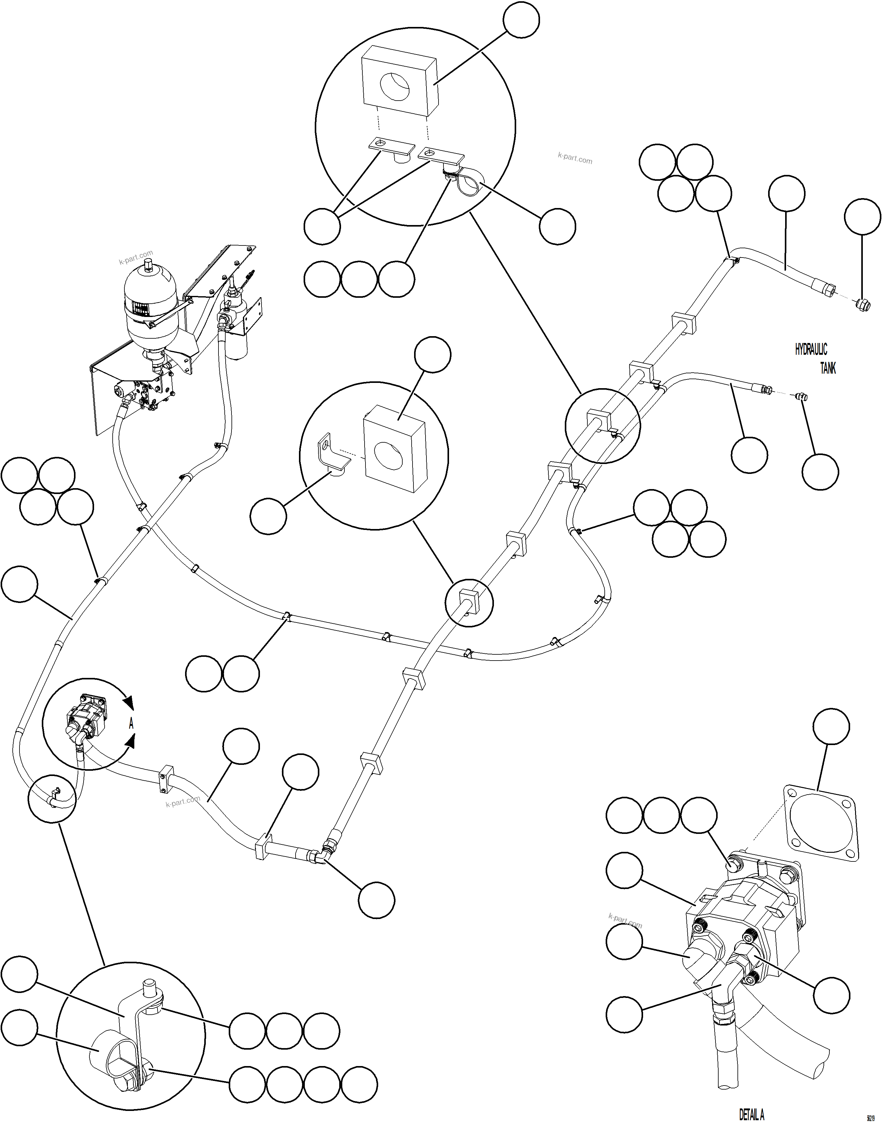 Komatsu parts book diagram for AFE69-A 730E-8 S/N A40002 HAILE GOLD MINE: ACCESSORY DRIVE PIPING    1/2