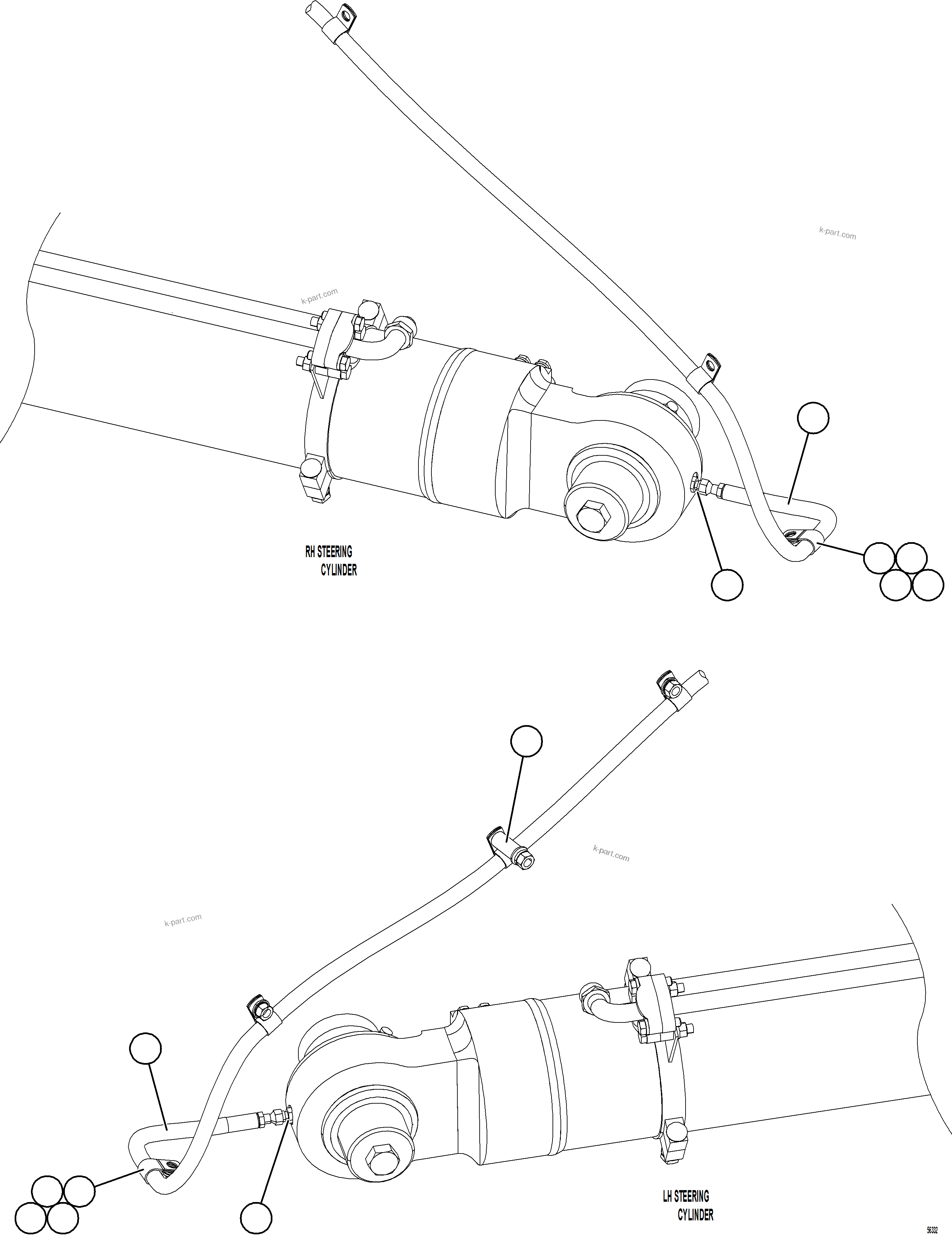 Komatsu parts book diagram for AFE69-A 730E-8 S/N A40002 HAILE GOLD MINE: AUTOMATIC LUBRICATION - STEERING CYLINDERS