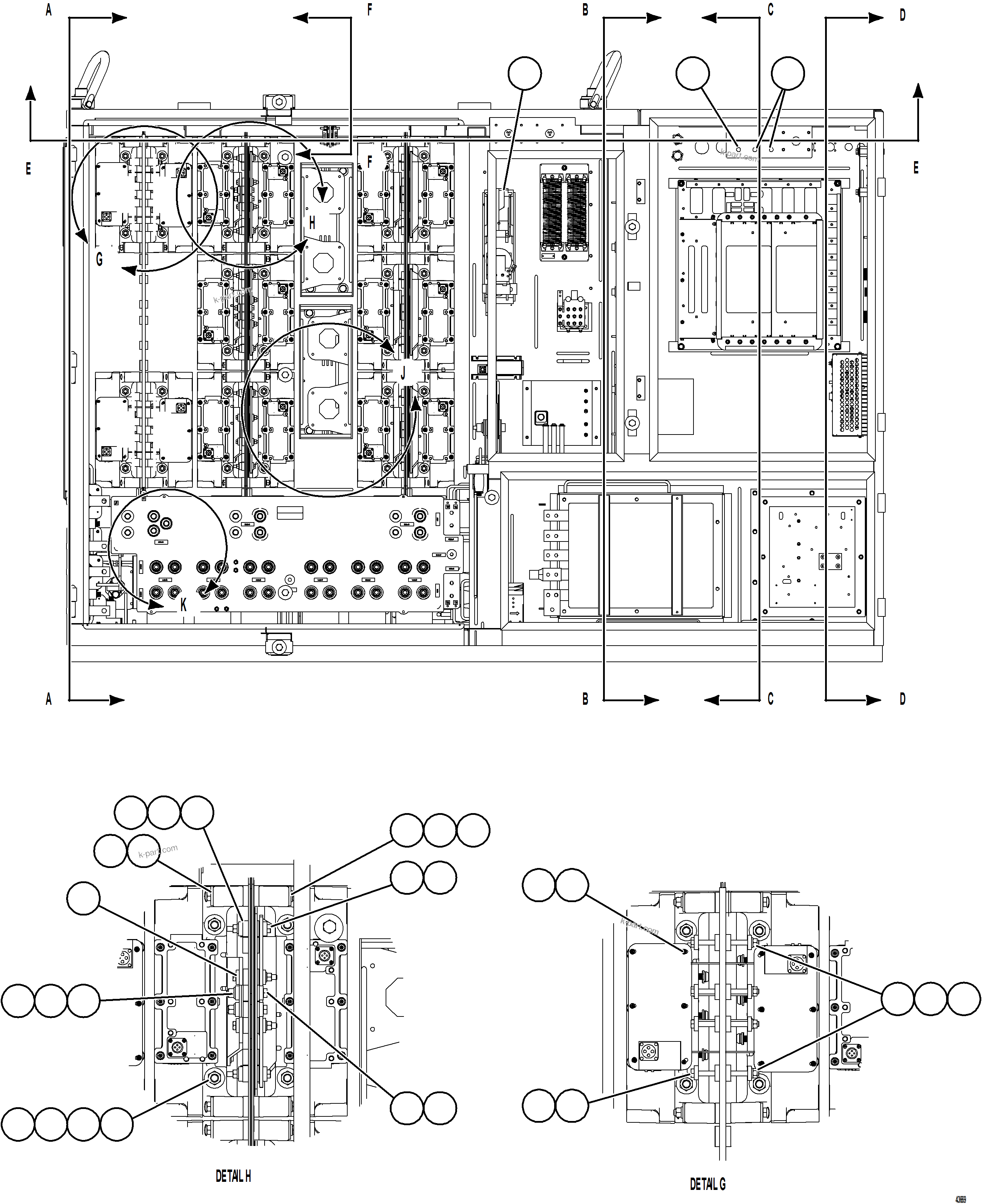 Komatsu parts book diagram for AFE69-A 730E-8 S/N A40002 HAILE GOLD MINE: CONTROL CABINET     3/6