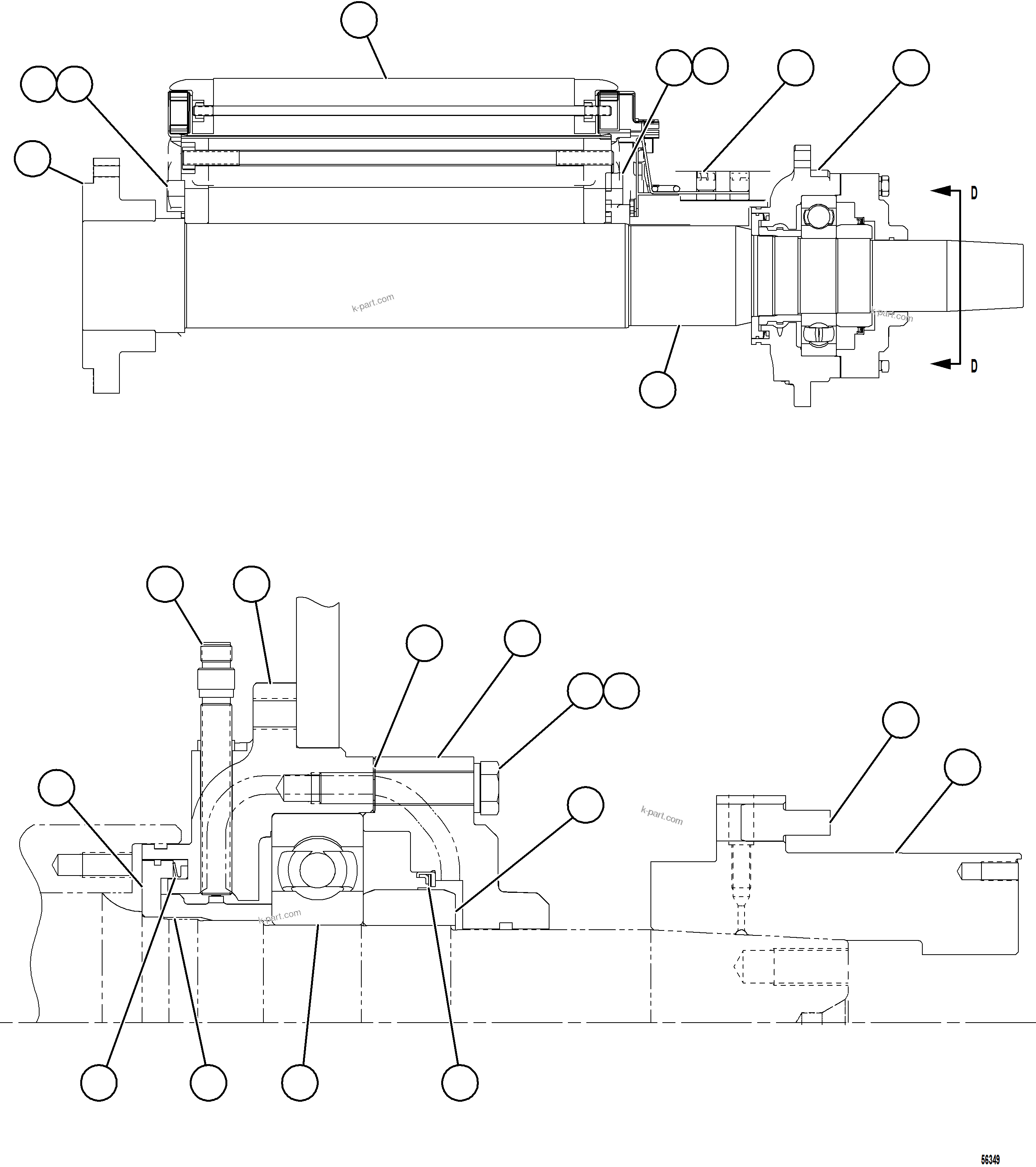 Komatsu parts book diagram for AFE69-A 730E-8 S/N A40002 HAILE GOLD MINE: ALTERNATOR - ENGINE MOUNT    3/4