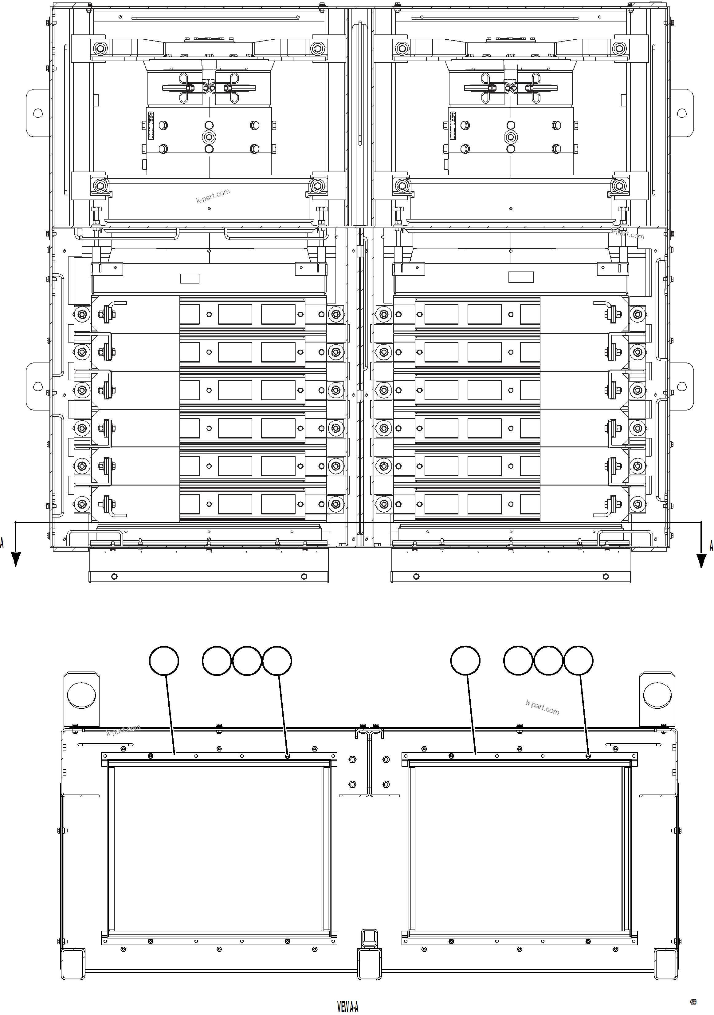 Komatsu parts book diagram for AFE69-A 730E-8 S/N A40002 HAILE GOLD MINE: RETARDING GRID  2/6   PC3119