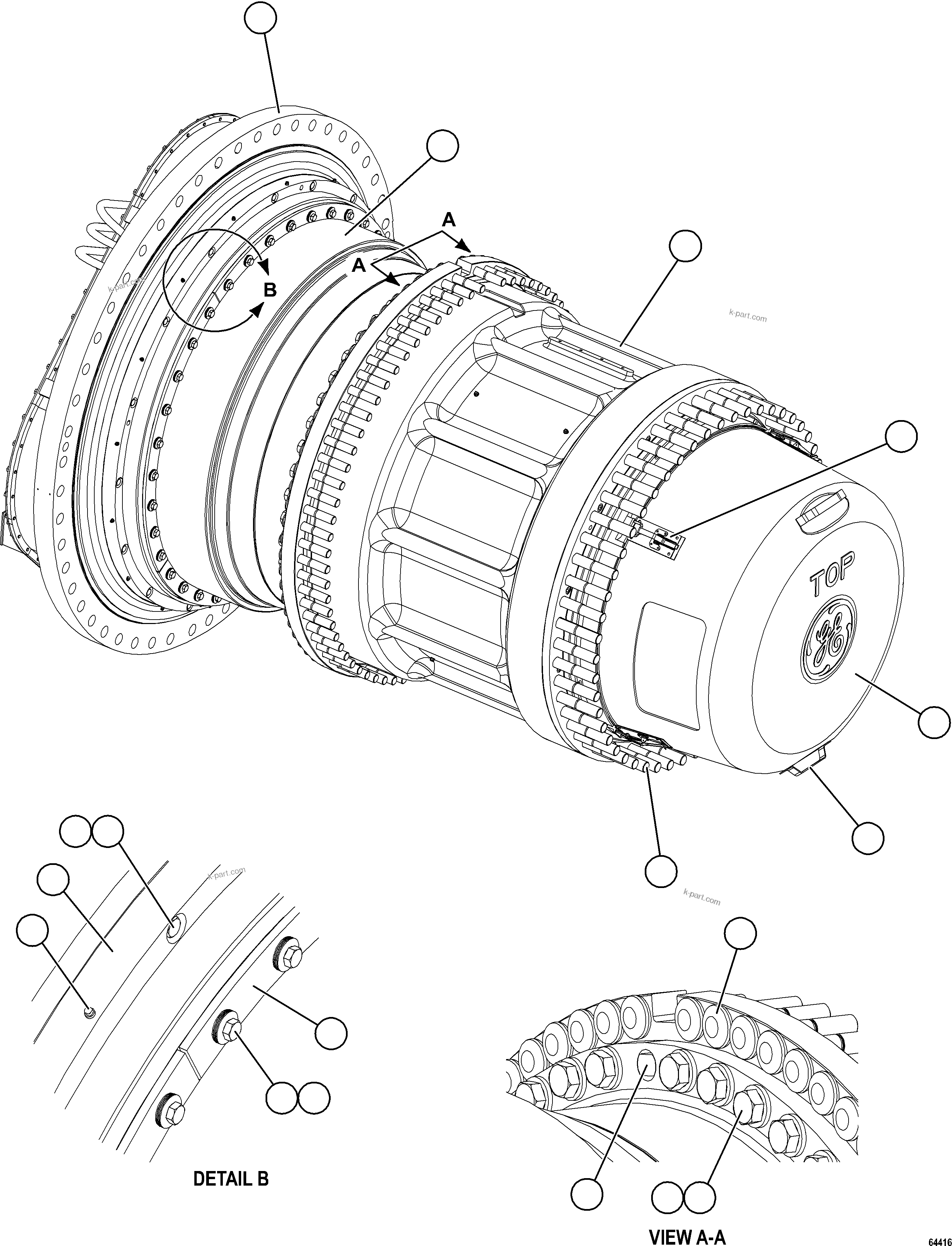 Komatsu parts book diagram for AFE69-A 730E-8 S/N A40002 HAILE GOLD MINE: WHEEL MOTOR    PC3017    1/8