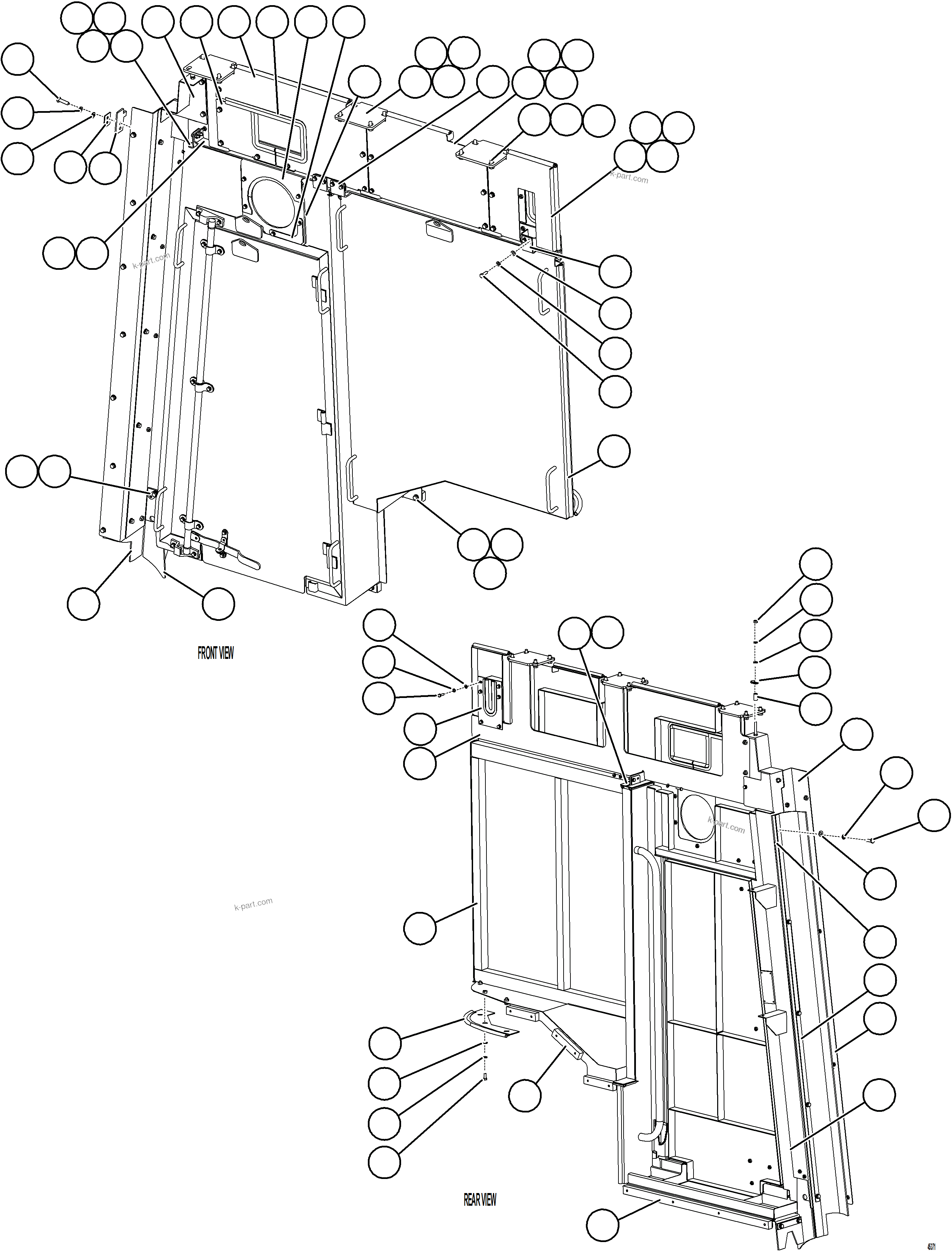 Komatsu parts book diagram for AFE69-F 730E-8 S/N A40018 - A40034 NATALKA: ENGINE ACCESS LH PANEL