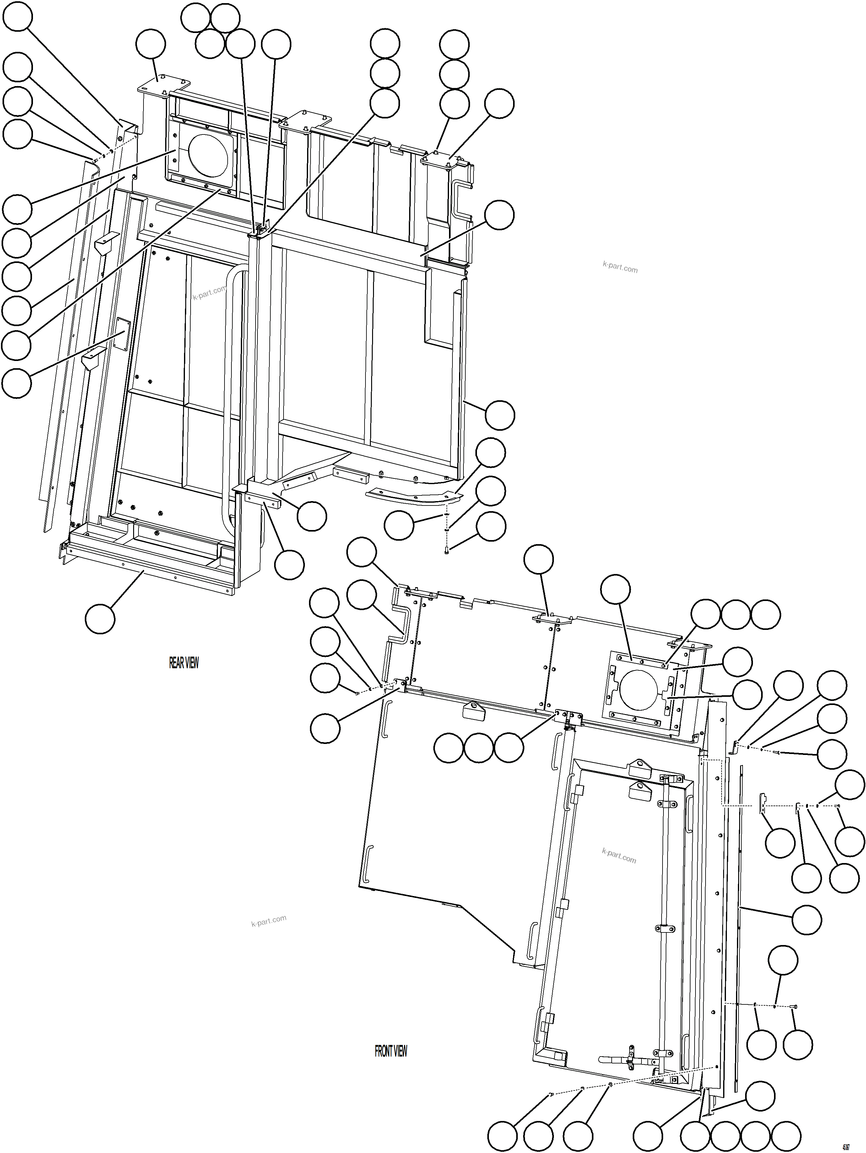 Komatsu parts book diagram for AFE69-F 730E-8 S/N A40018 - A40034 NATALKA: ENGINE ACCESS RH PANEL