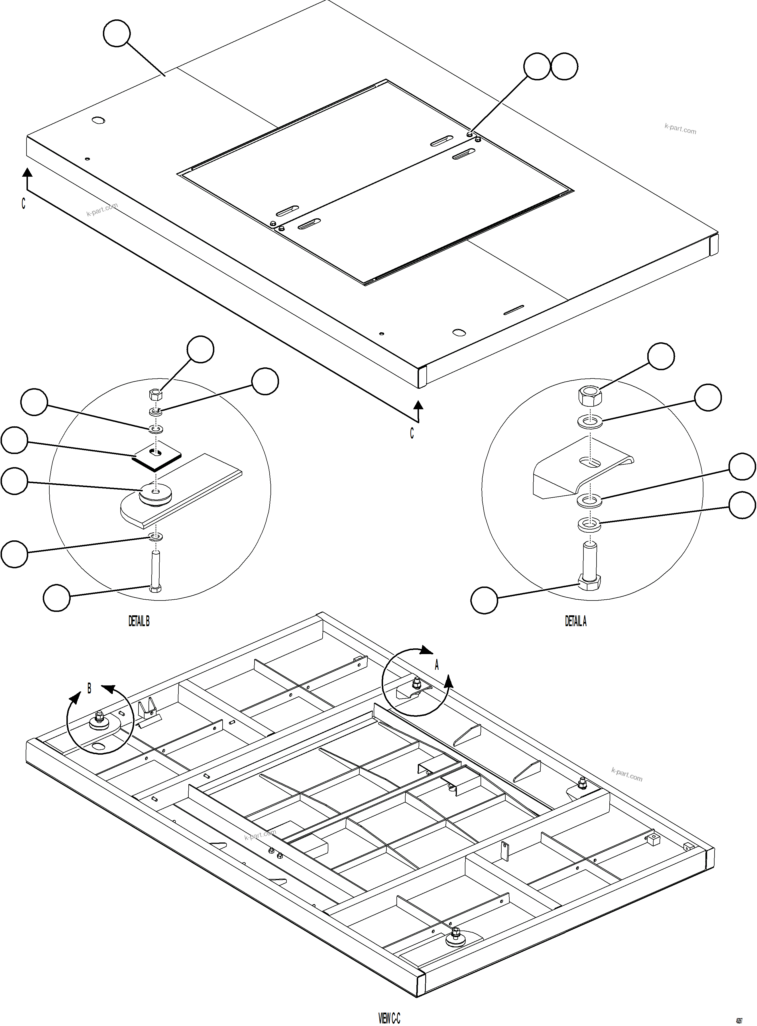 Komatsu parts book diagram for AFE69-F 730E-8 S/N A40018 - A40034 NATALKA: CENTER DECK INSTALLATION