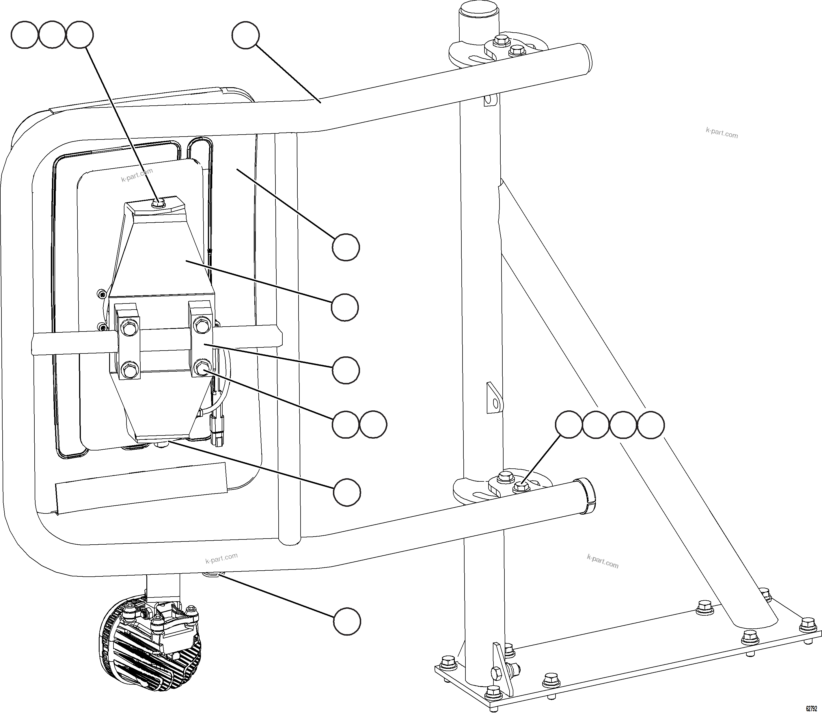 Komatsu parts book diagram for AFE69-F 730E-8 S/N A40018 - A40034 NATALKA: RH MIRROR INSTALLATION