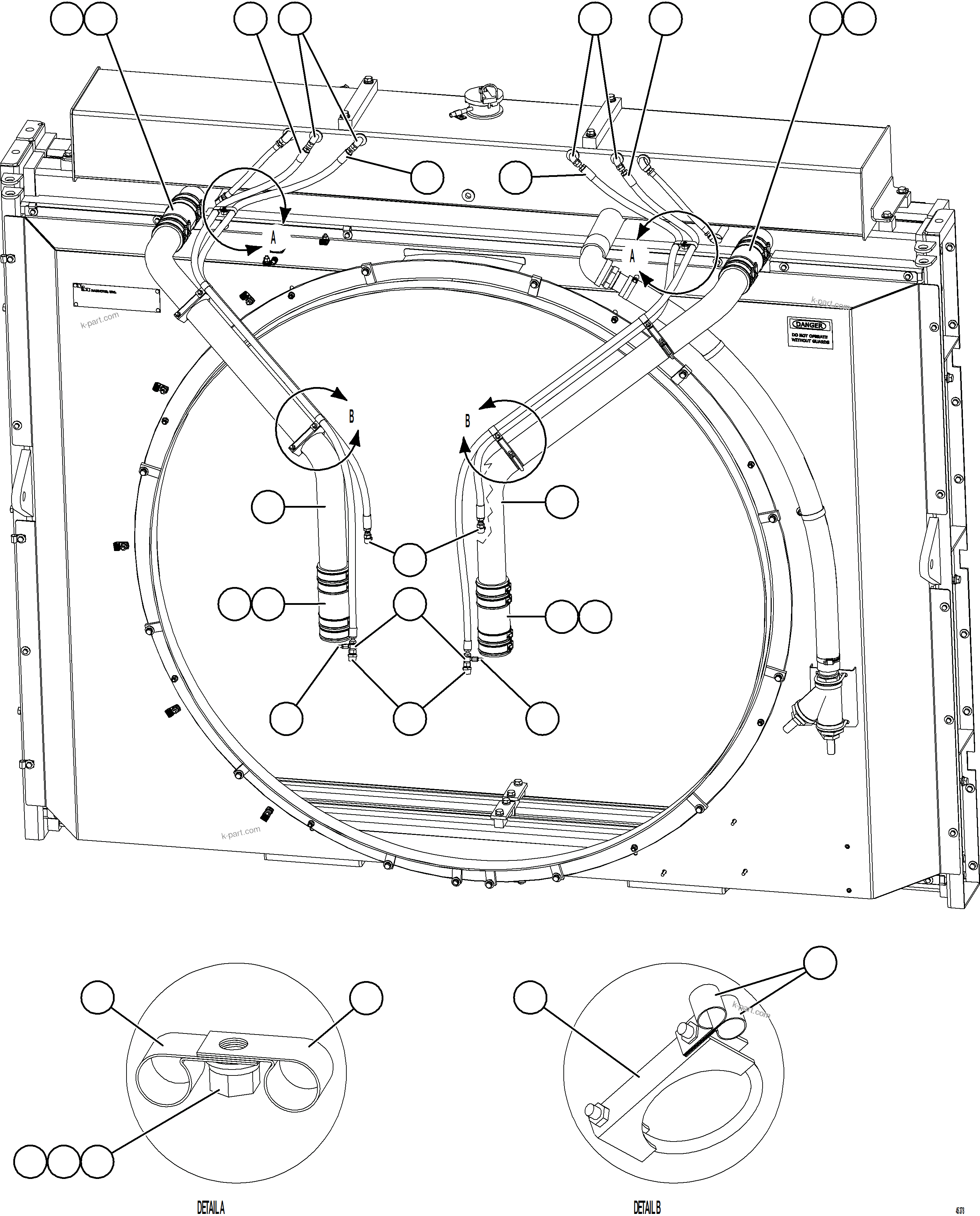 Komatsu parts book diagram for AFE69-F 730E-8 S/N A40018 - A40034 NATALKA: RADIATOR PIPING    1/3
