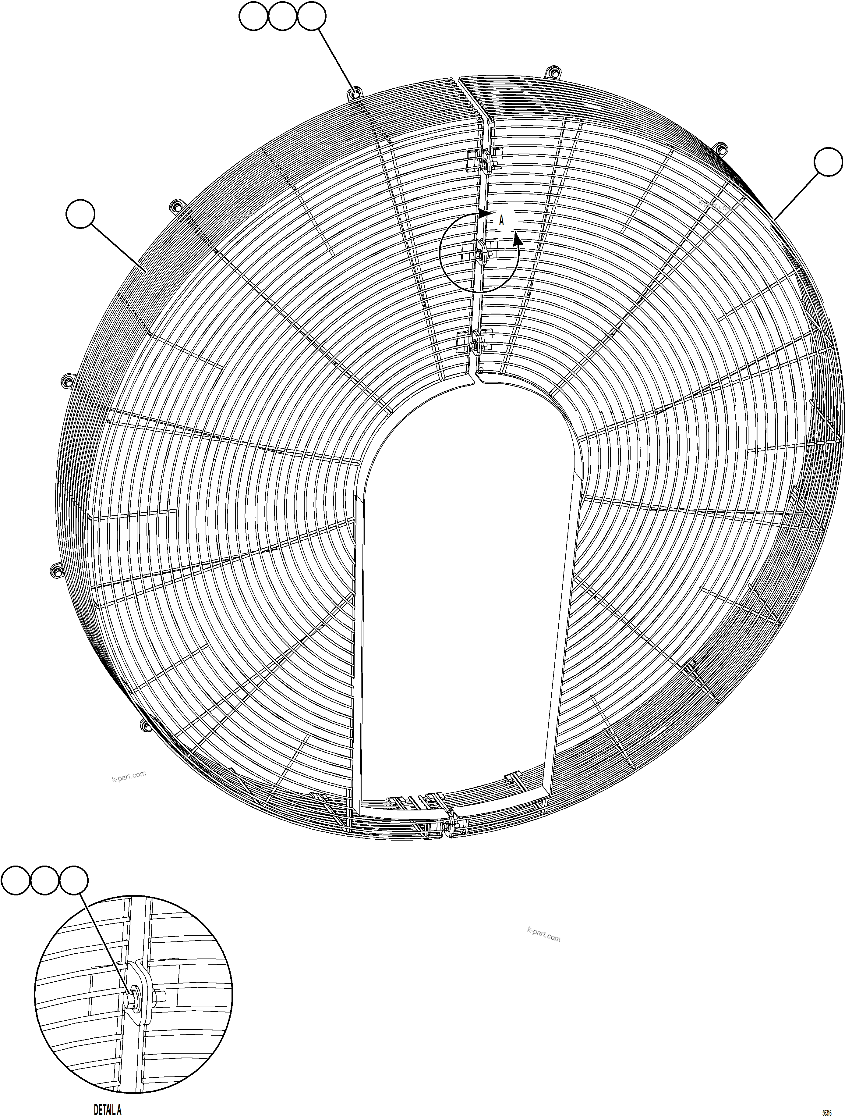 Komatsu parts book diagram for AFE69-F 730E-8 S/N A40018 - A40034 NATALKA: FAN GUARD INSTALLATION