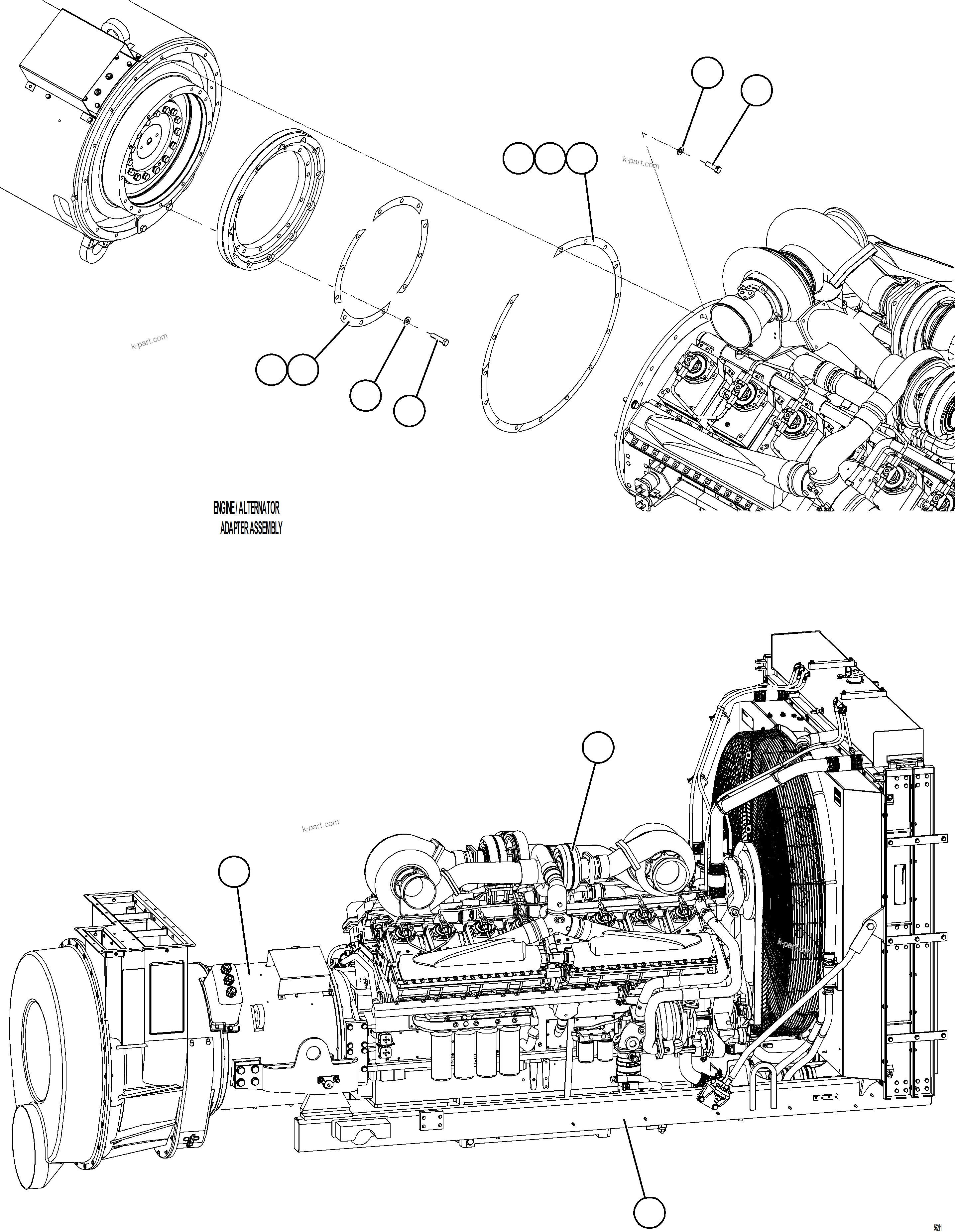 Komatsu parts book diagram for AFE69-F 730E-8 S/N A40018 - A40034 NATALKA: POWERTRAIN INSTALLATION