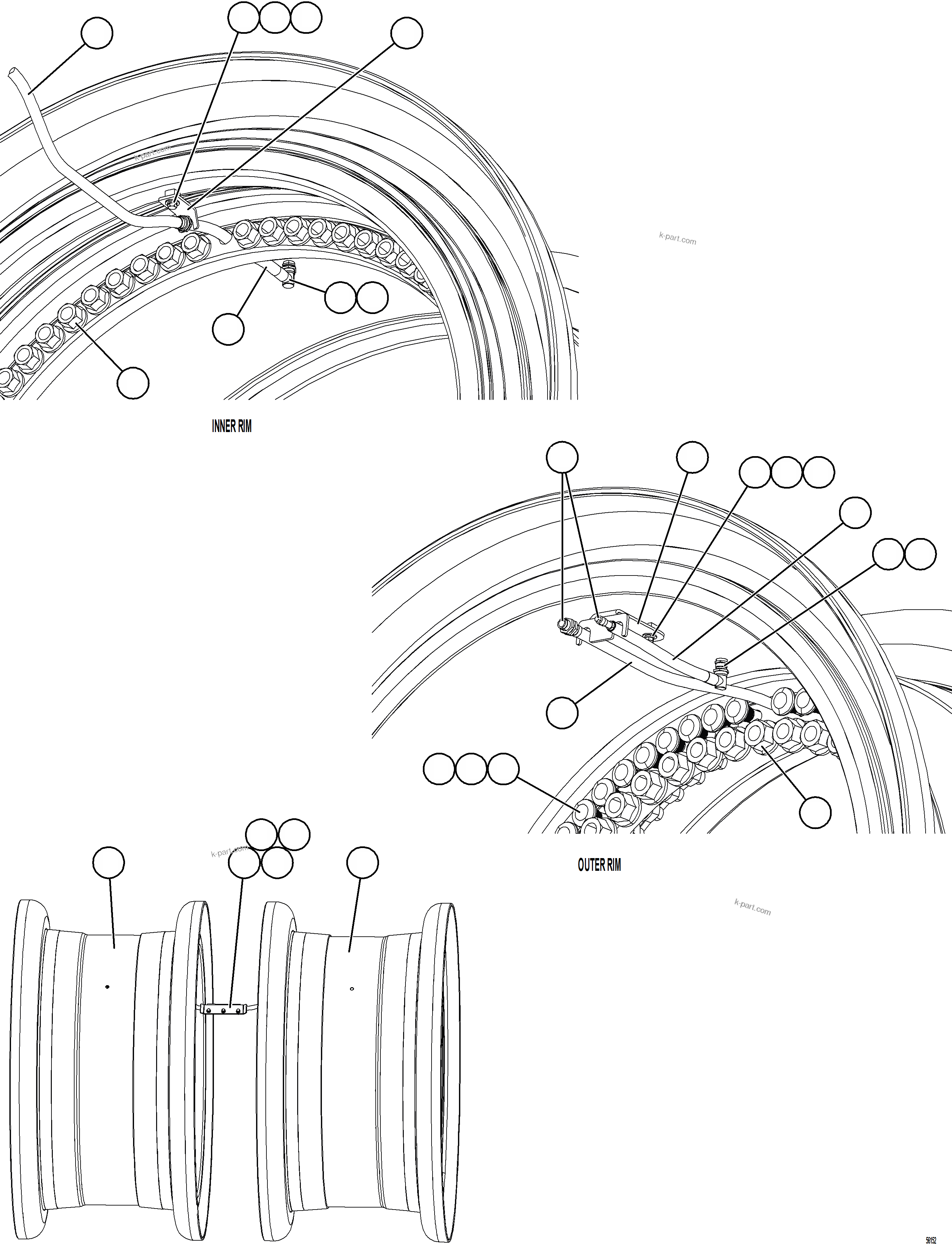 Komatsu parts book diagram for AFE69-F 730E-8 S/N A40018 - A40034 NATALKA: REAR WHEELS & MOUNTING