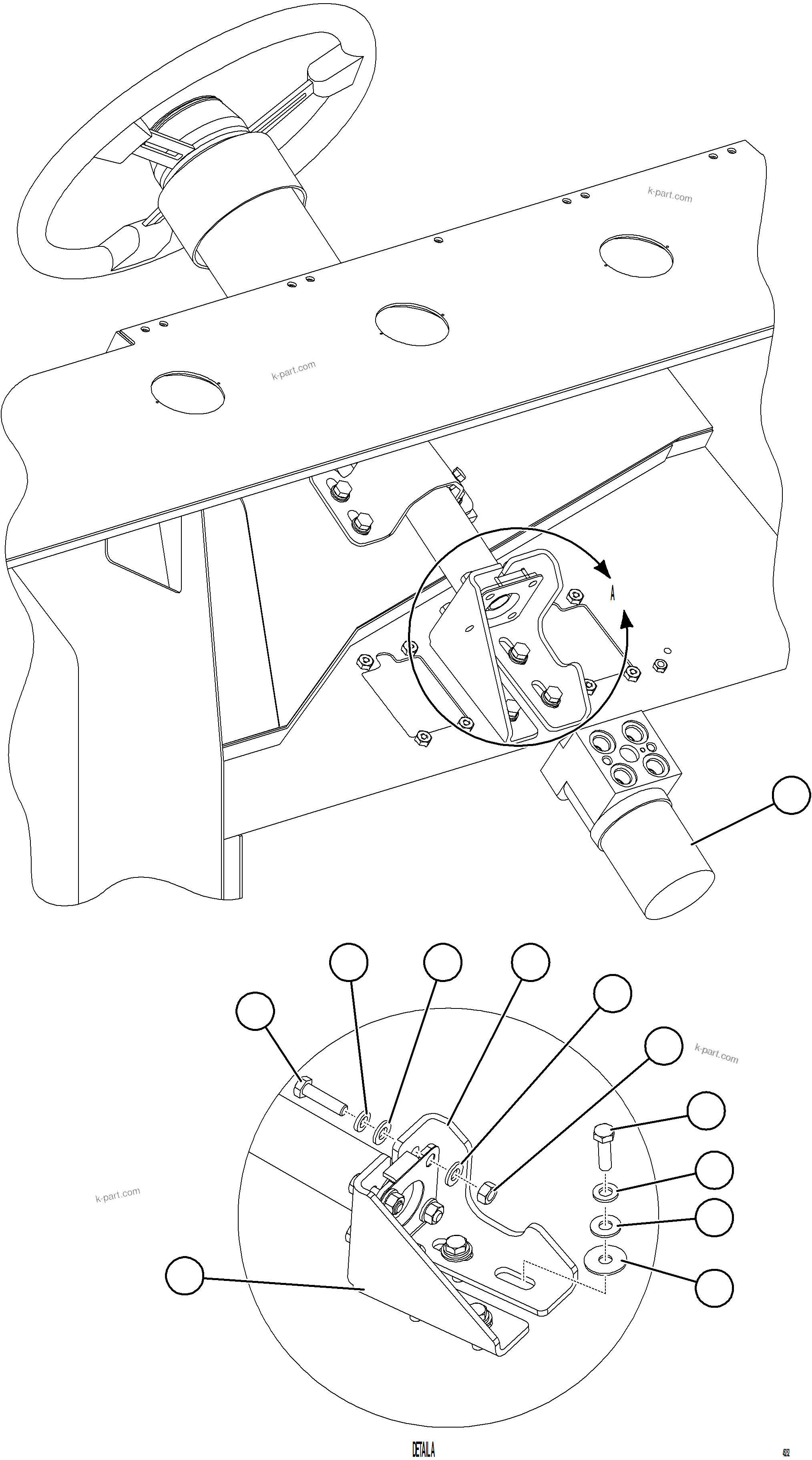 Komatsu parts book diagram for AFE69-F 730E-8 S/N A40018 - A40034 NATALKA: STEERING CONTROL UNIT INSTALLATION