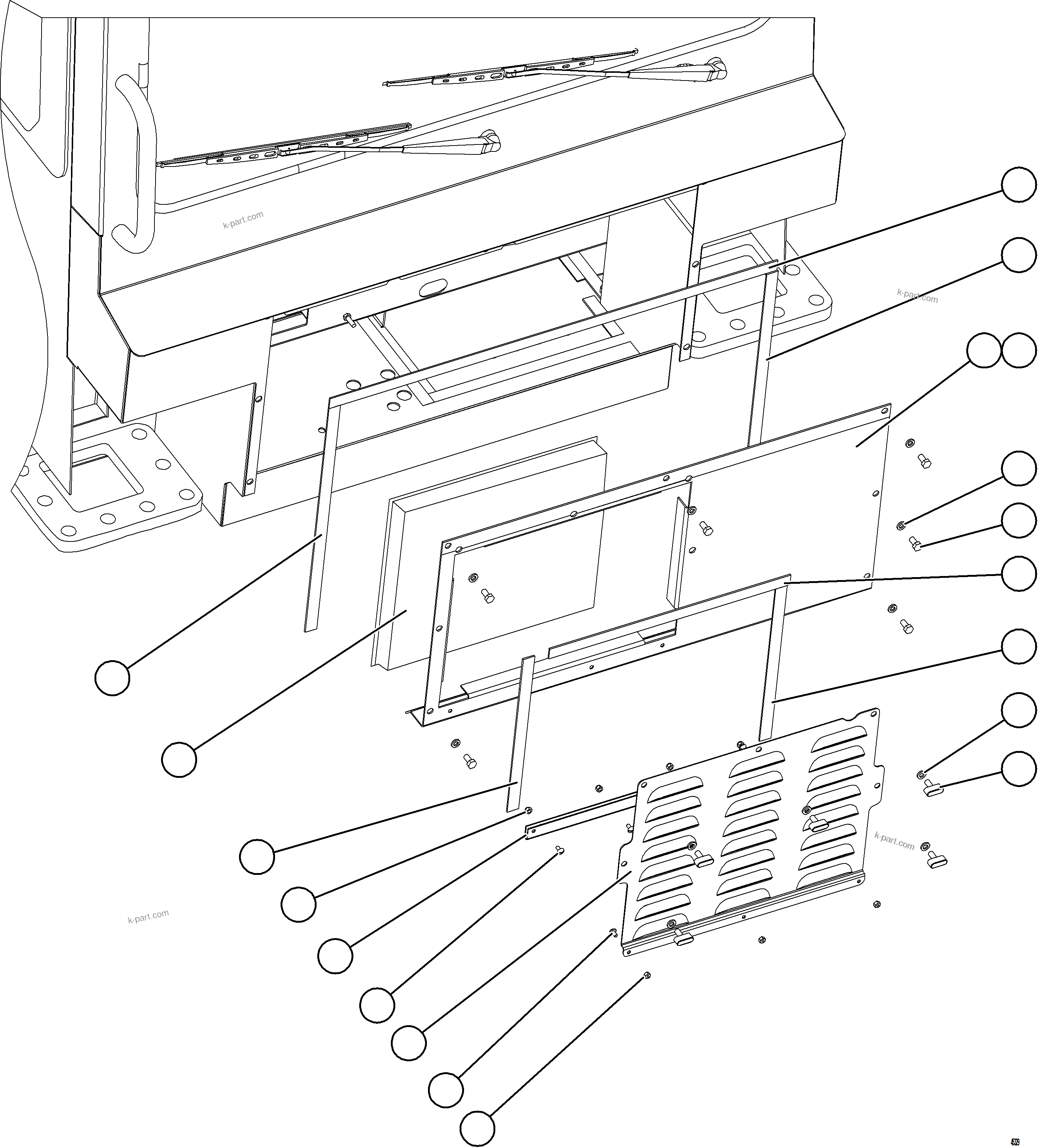 Komatsu parts book diagram for AFE69-F 730E-8 S/N A40018 - A40034 NATALKA: FRONT ACCESS COVER