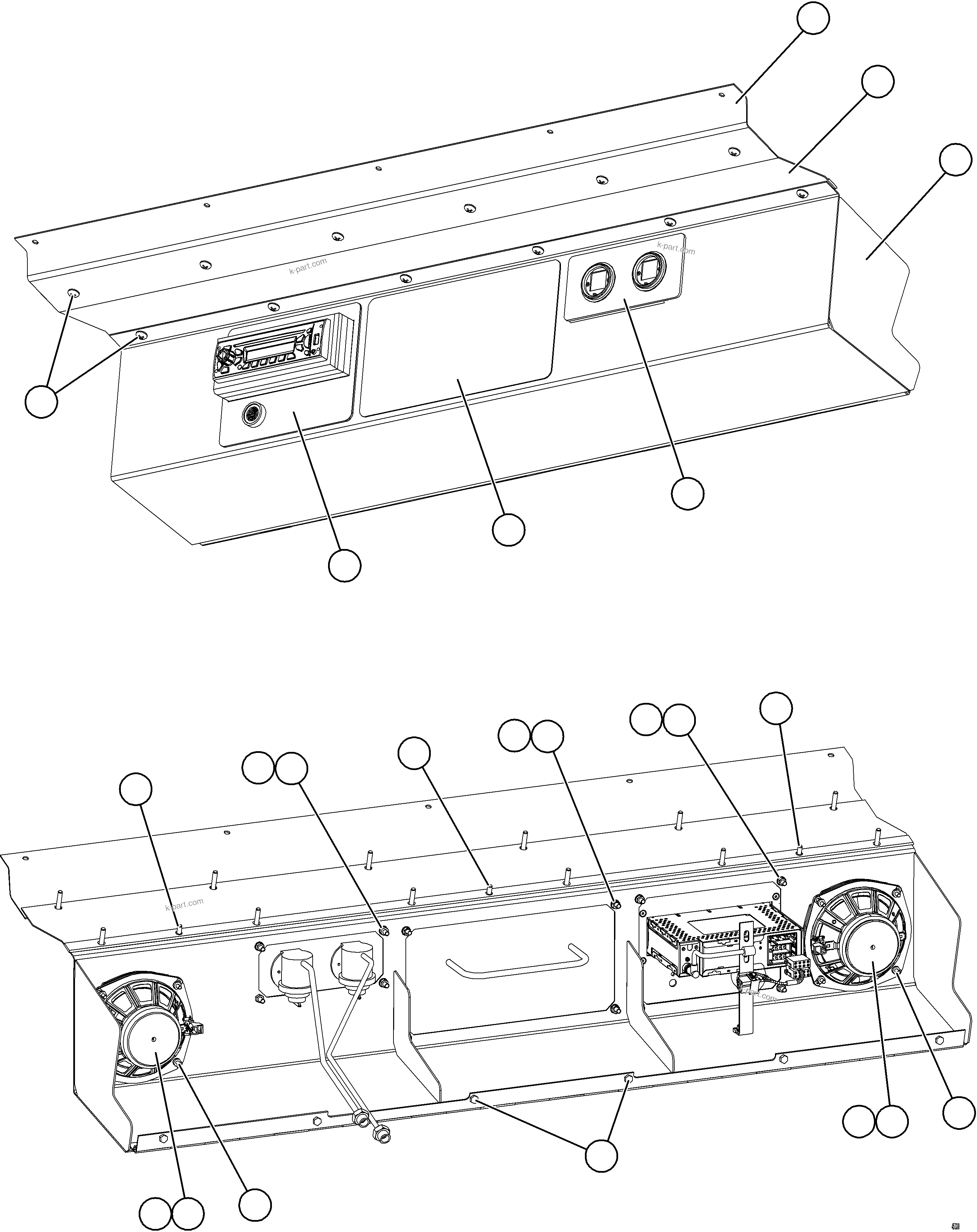Komatsu parts book diagram for AFE69-F 730E-8 S/N A40018 - A40034 NATALKA: OVERHEAD DASH MODULE