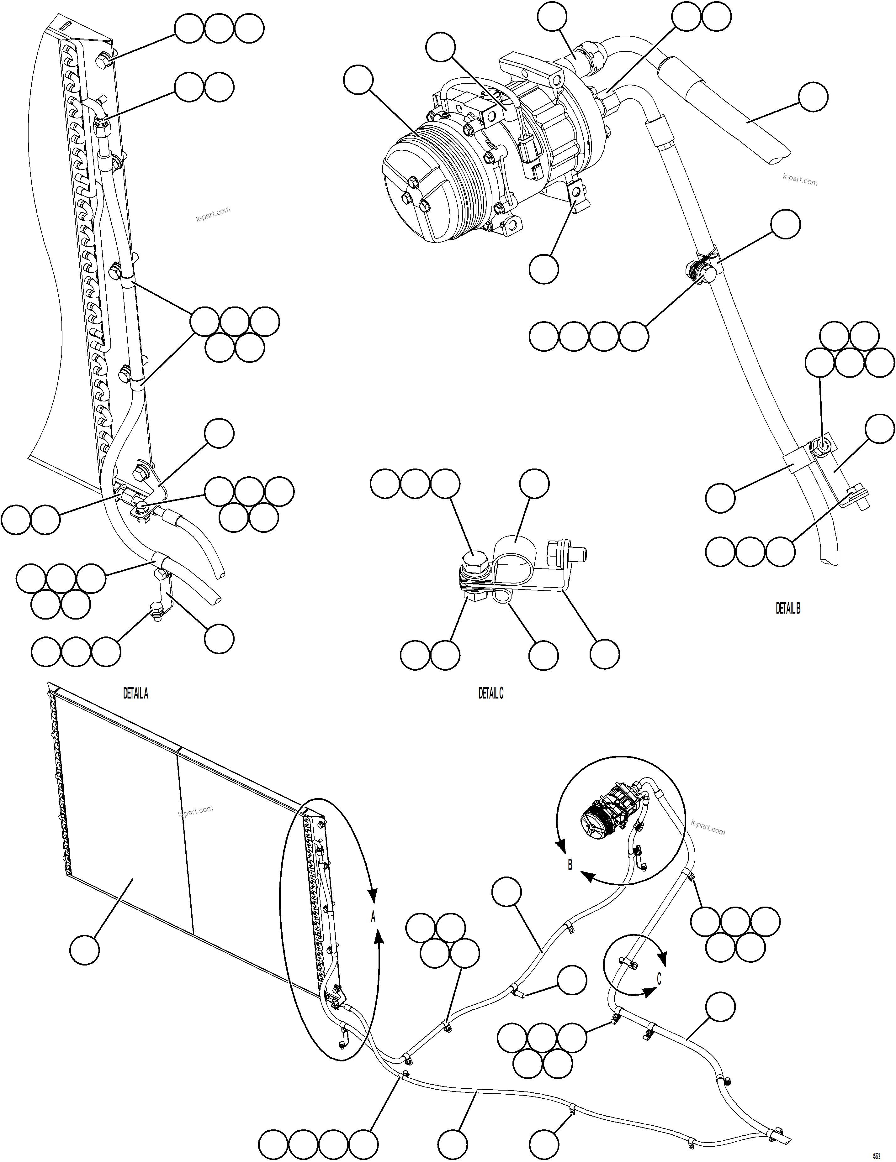 Komatsu parts book diagram for AFE69-F 730E-8 S/N A40018 - A40034 NATALKA: A/C SYSTEM PIPING & INSTALLATION    1/3