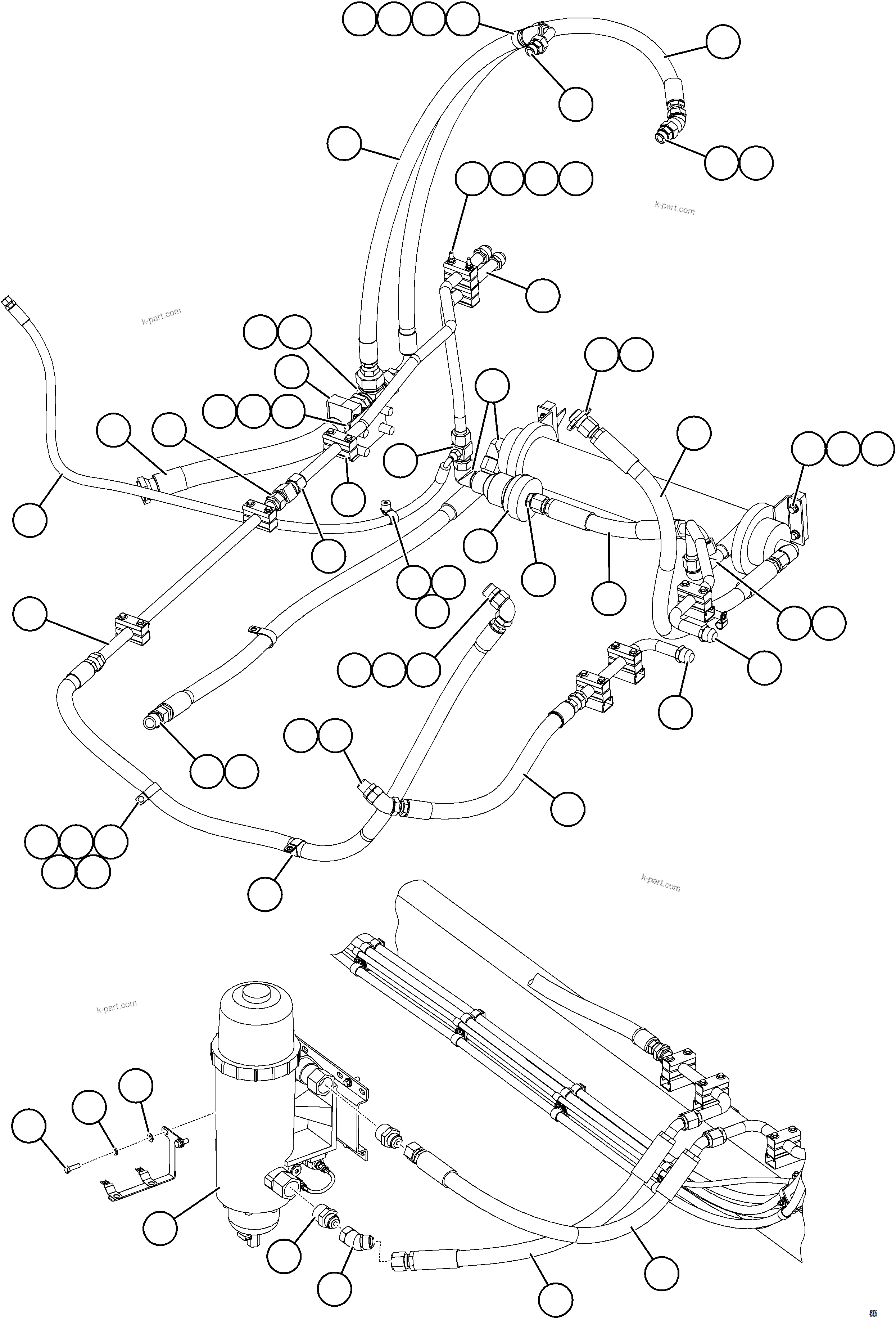 Komatsu parts book diagram for AFE69-F 730E-8 S/N A40018 - A40034 NATALKA: FUEL SYSTEM PIPING    2/2