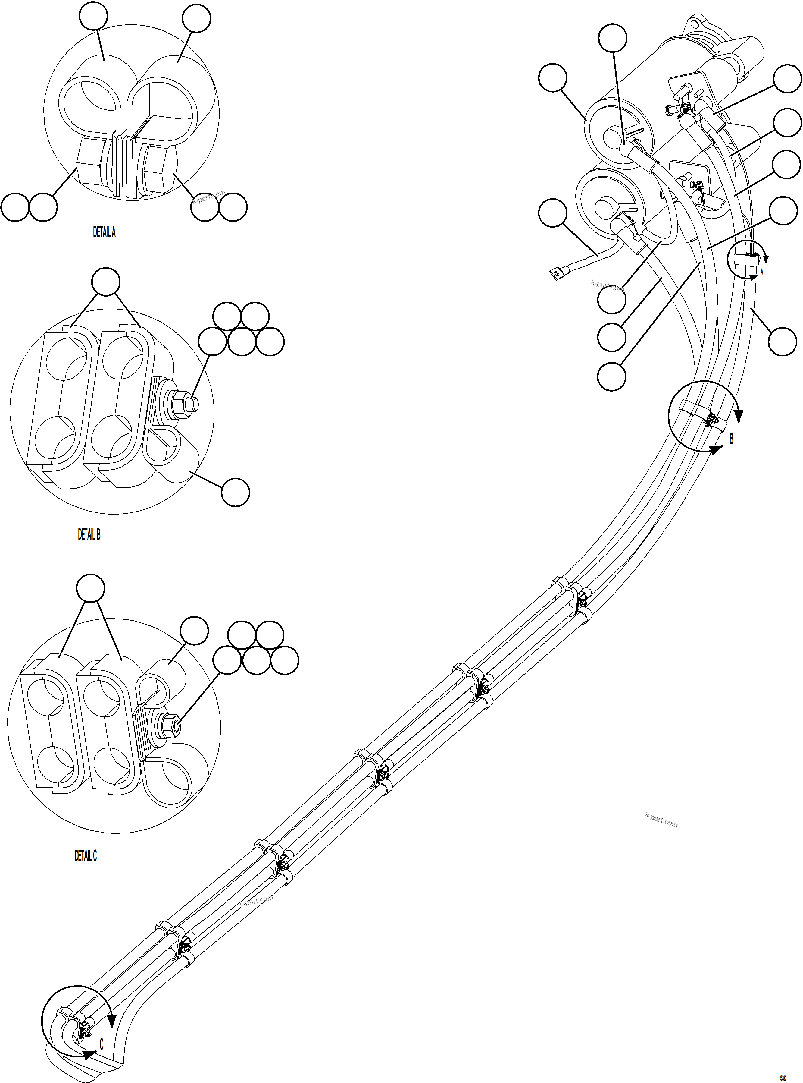 Komatsu parts book diagram for AFE69-F 730E-8 S/N A40018 - A40034 NATALKA: STARTING SYSTEM WIRING    1/3