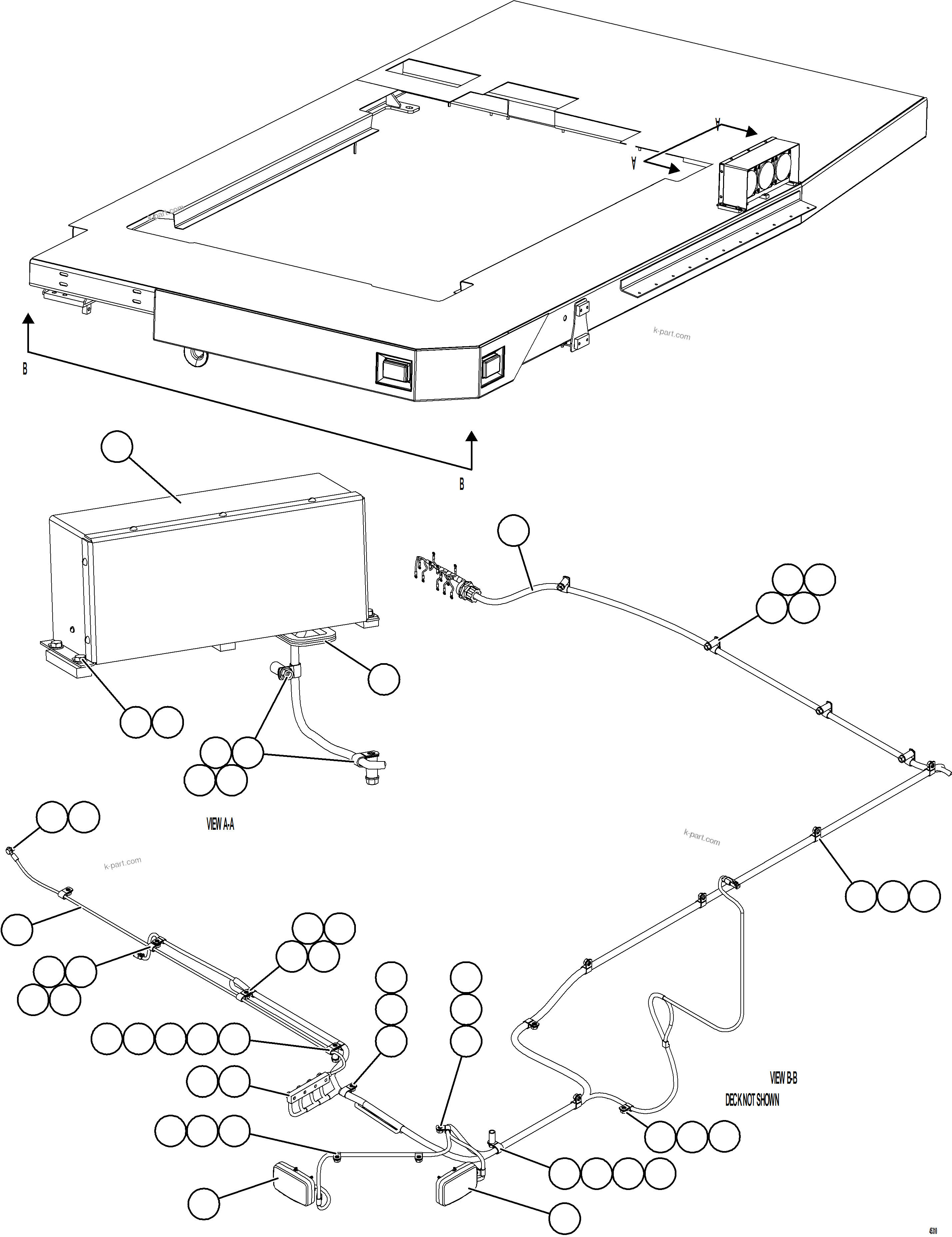 Komatsu parts book diagram for AFE69-F 730E-8 S/N A40018 - A40034 NATALKA: LH DECK LIGHTS & WIRING