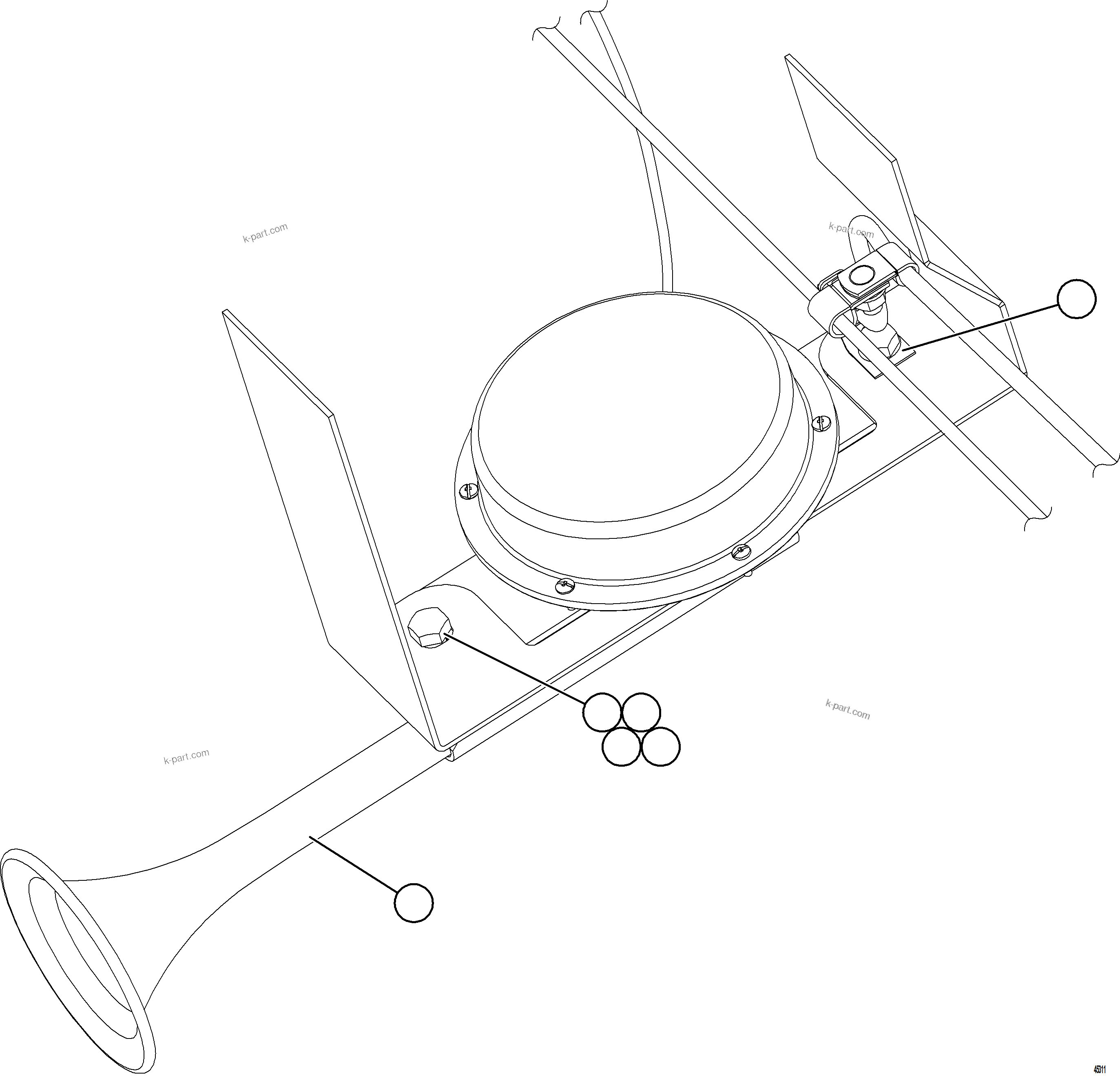 Komatsu parts book diagram for AFE69-F 730E-8 S/N A40018 - A40034 NATALKA: HORN INSTALLATION