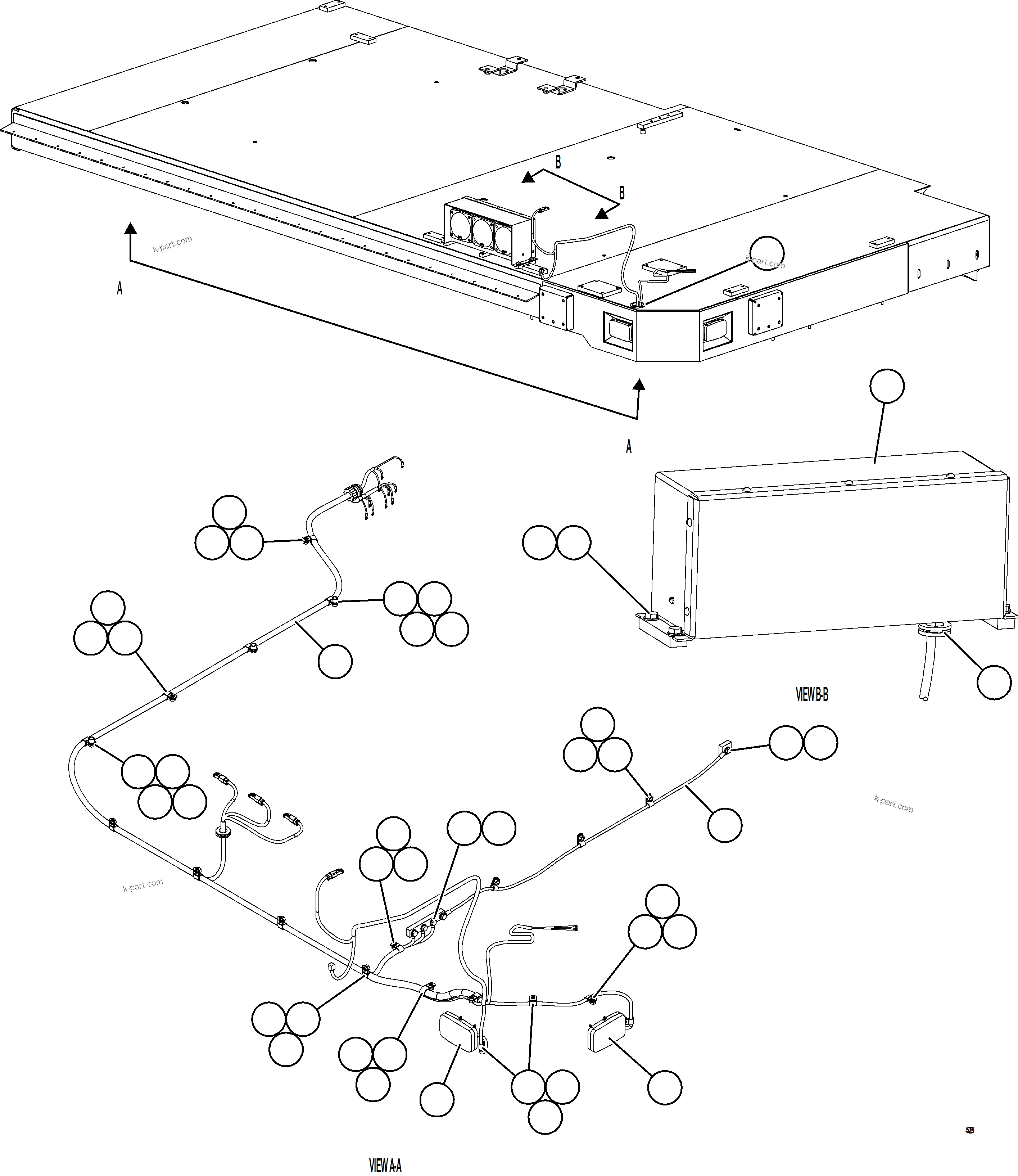 Komatsu parts book diagram for AFE69-F 730E-8 S/N A40018 - A40034 NATALKA: RH DECK LIGHTS & WIRING