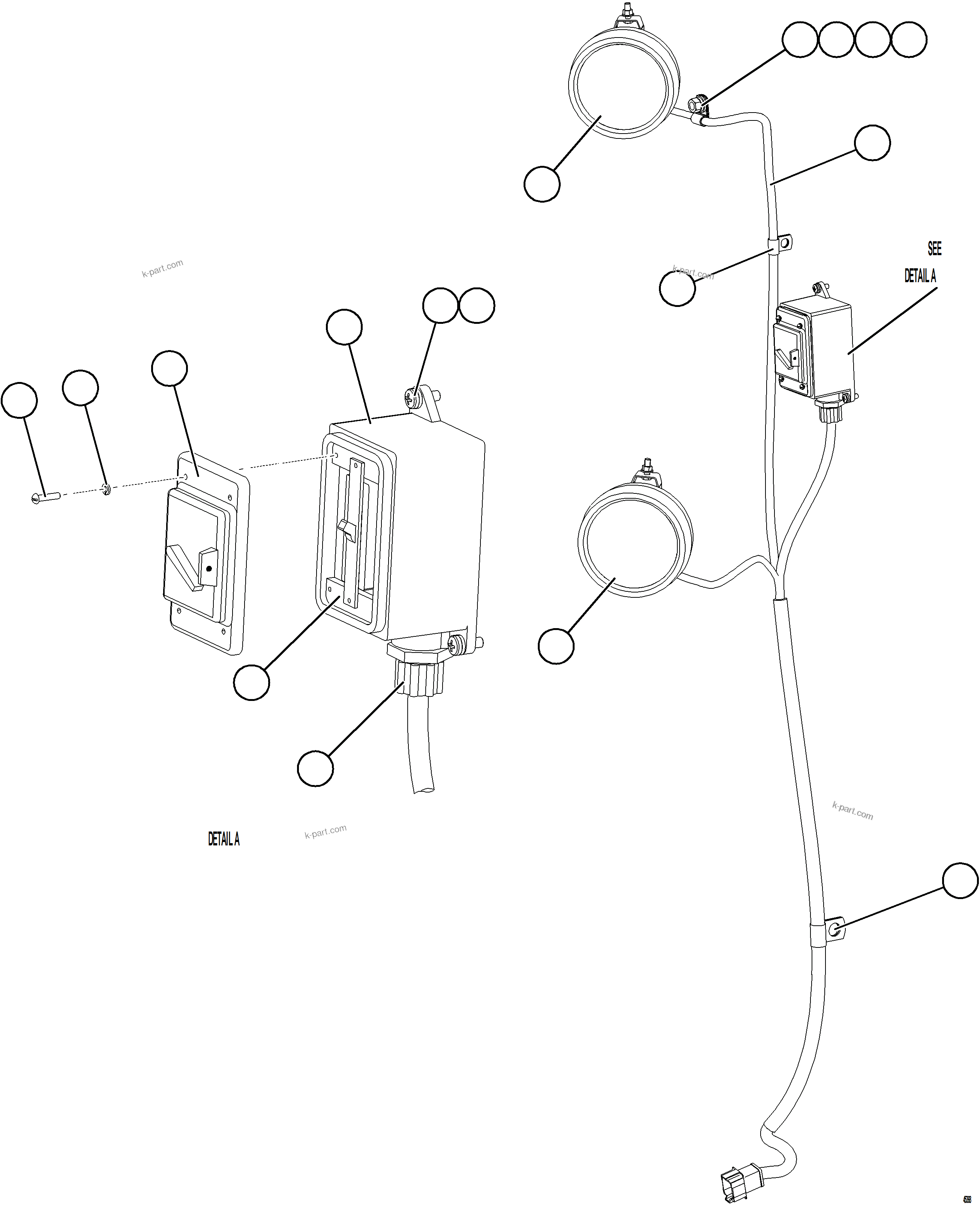 Komatsu parts book diagram for AFE69-F 730E-8 S/N A40018 - A40034 NATALKA: ENGINE SERVICE LIGHTS