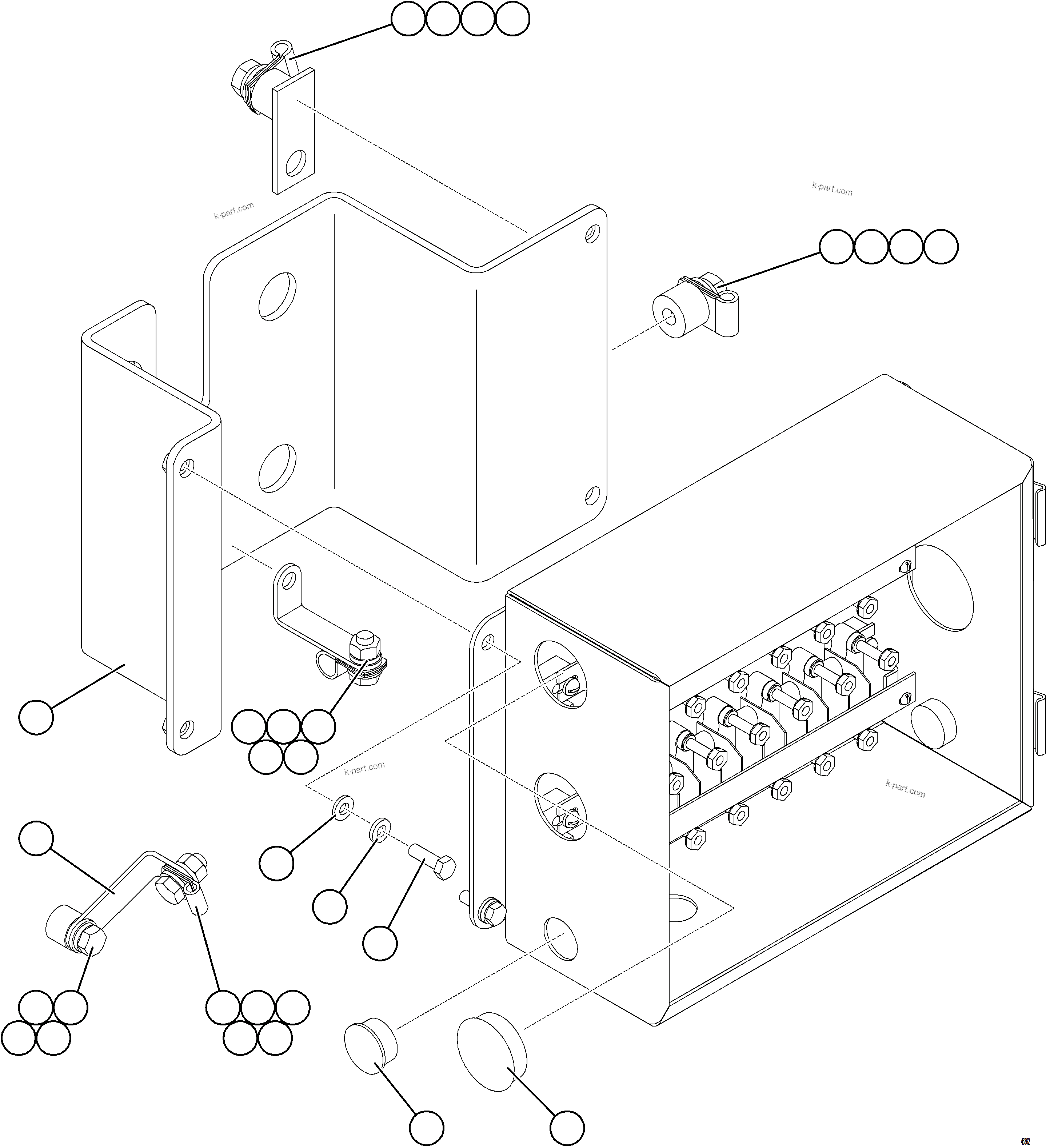 Komatsu parts book diagram for AFE69-F 730E-8 S/N A40018 - A40034 NATALKA: JUNCTION BOX ASSEMBLY - LH    58D-00-10390