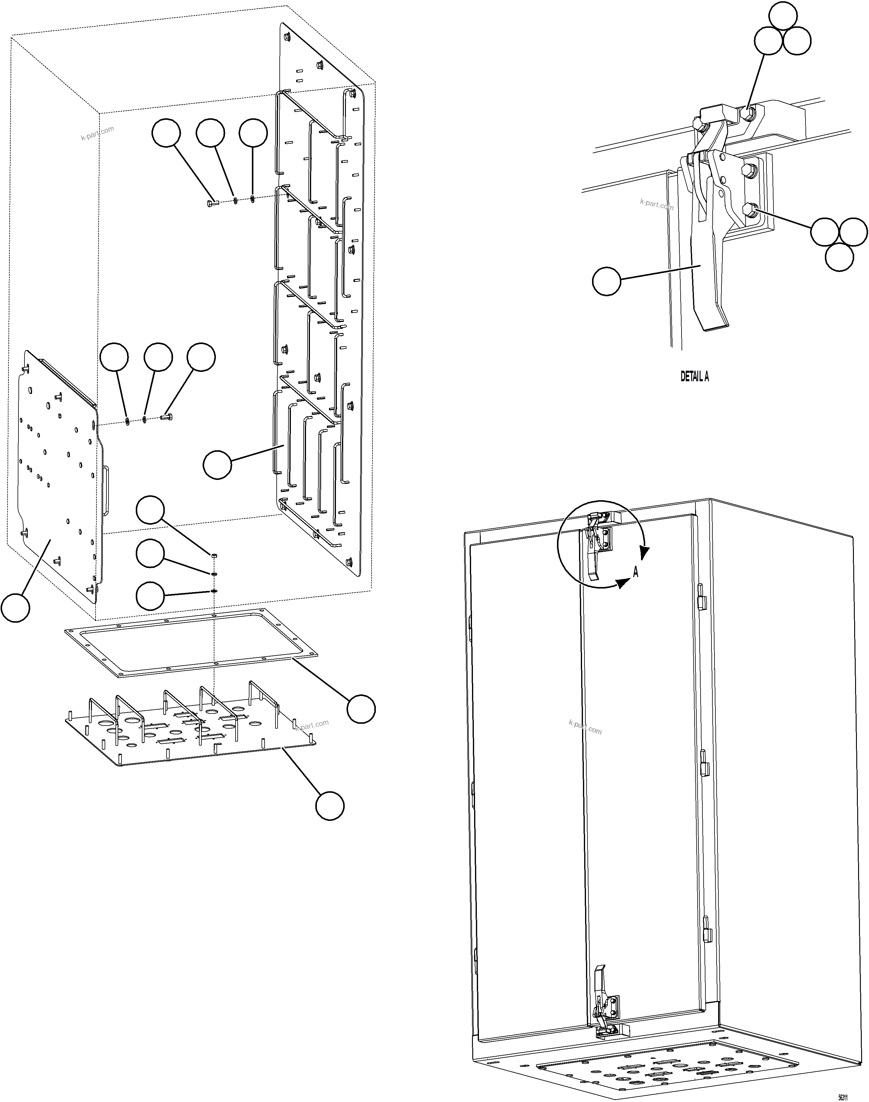 Komatsu parts book diagram for AFE69-F 730E-8 S/N A40018 - A40034 NATALKA: AUXILIARY CONTROL CABINET STRUCTURE    2/2