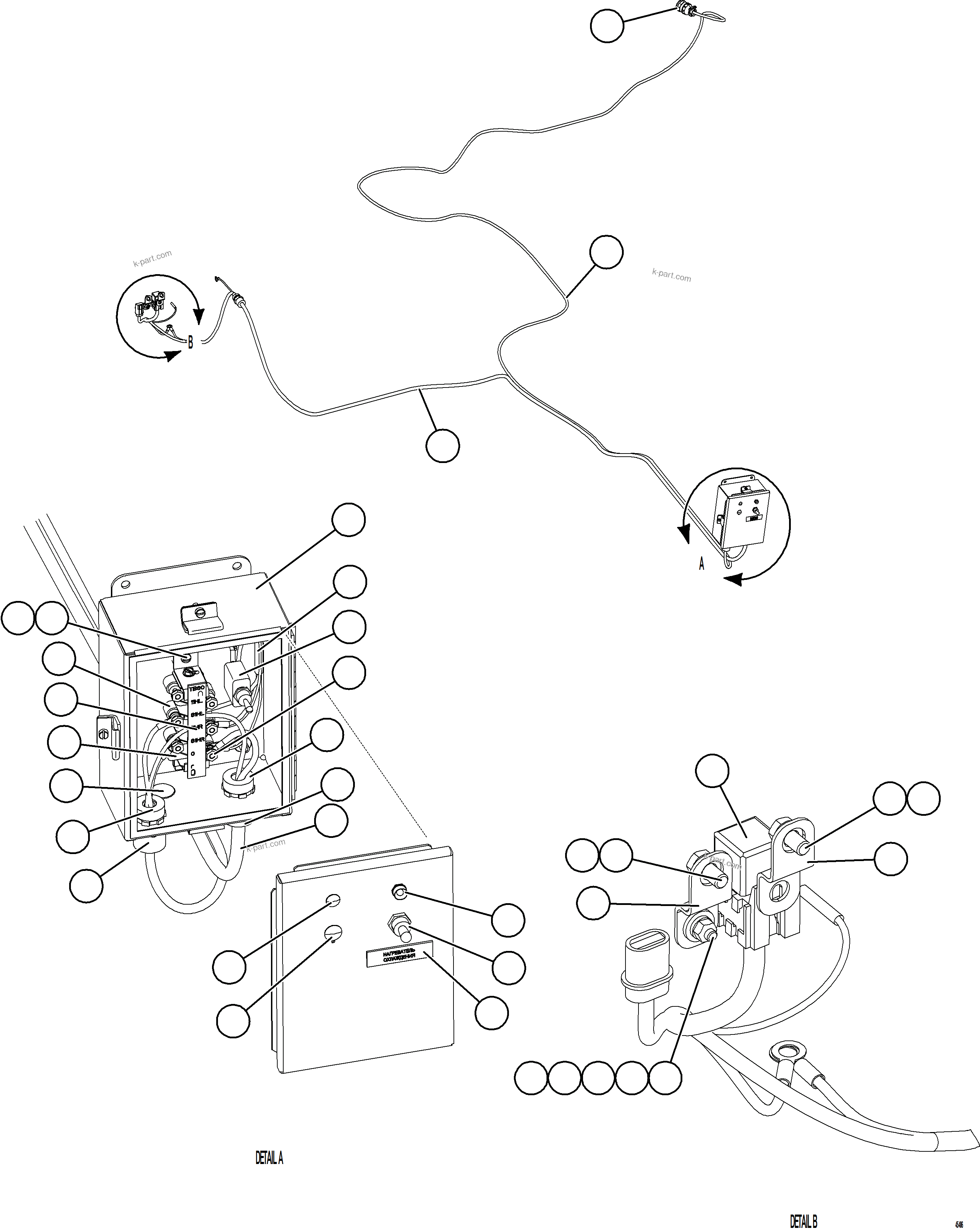 Komatsu parts book diagram for AFE69-F 730E-8 S/N A40018 - A40034 NATALKA: JUNCTION BOX    58D-06-03920