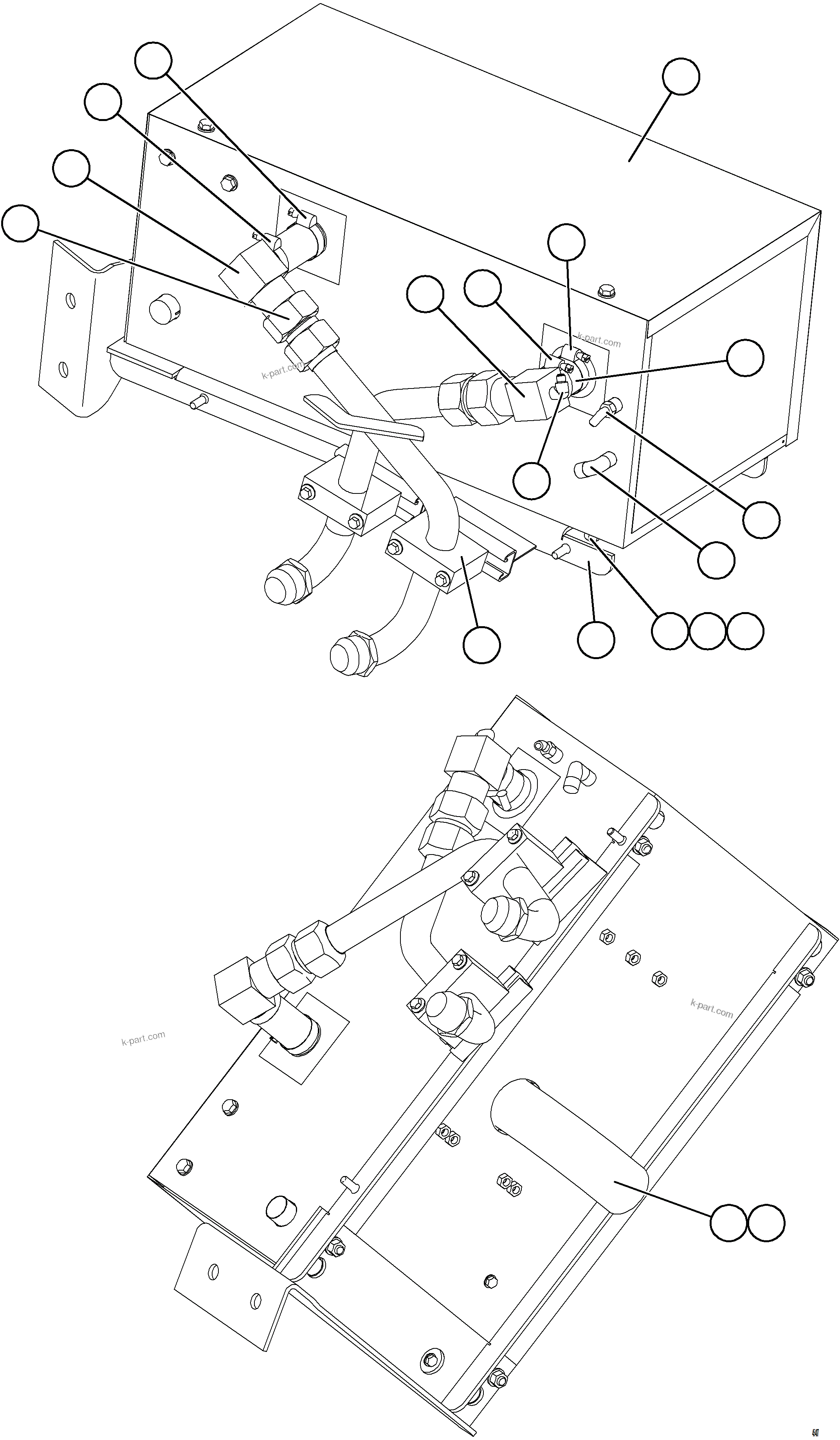 Komatsu parts book diagram for AFE69-F 730E-8 S/N A40018 - A40034 NATALKA: HEATER BOX - RH    58D-80-03330