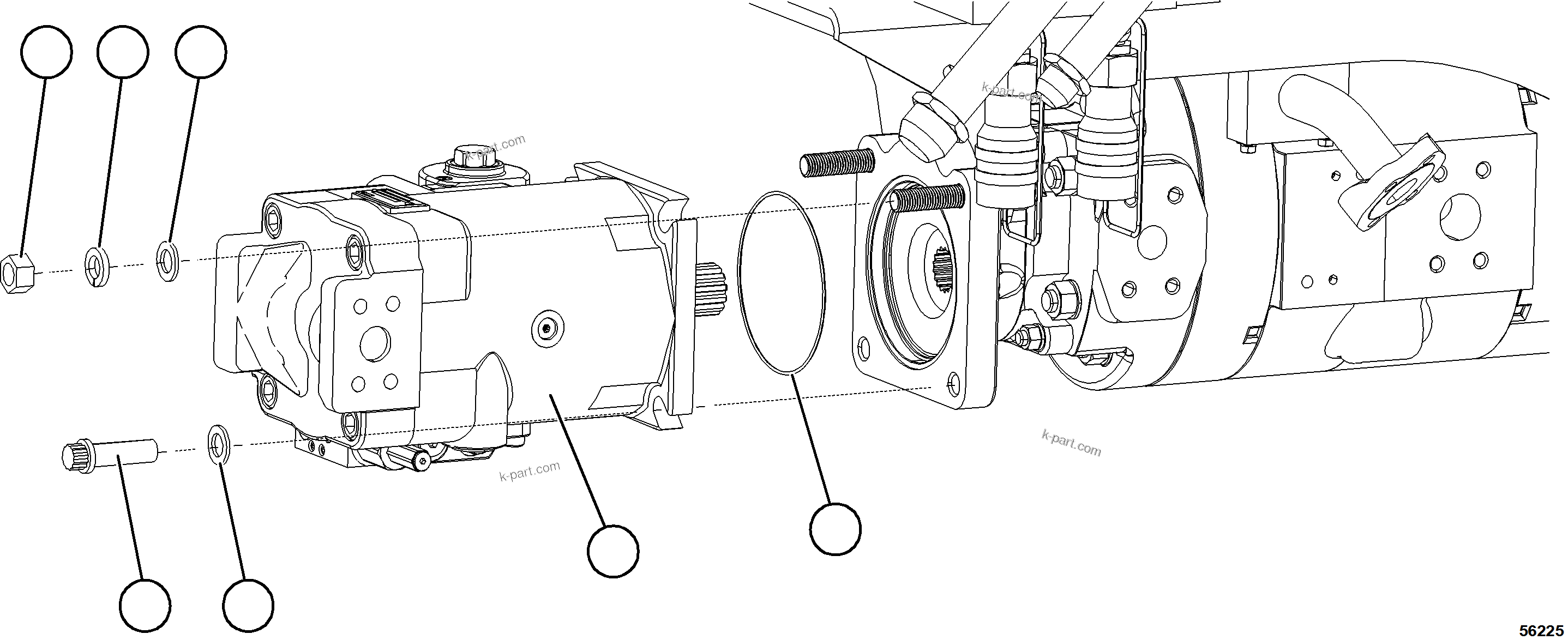 Komatsu parts book diagram for AFE69-F 730E-8 S/N A40018 - A40034 NATALKA: PUMP MODULE - STEERING PUMP INSTALLATION