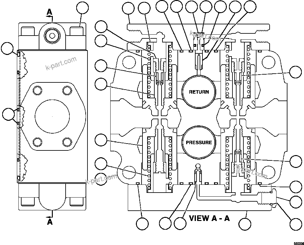 Komatsu parts book diagram for AFE69-F 730E-8 S/N A40018 - A40034 NATALKA: HOIST CONTROL VALVE ASSEMBLY     2/2     PB8267