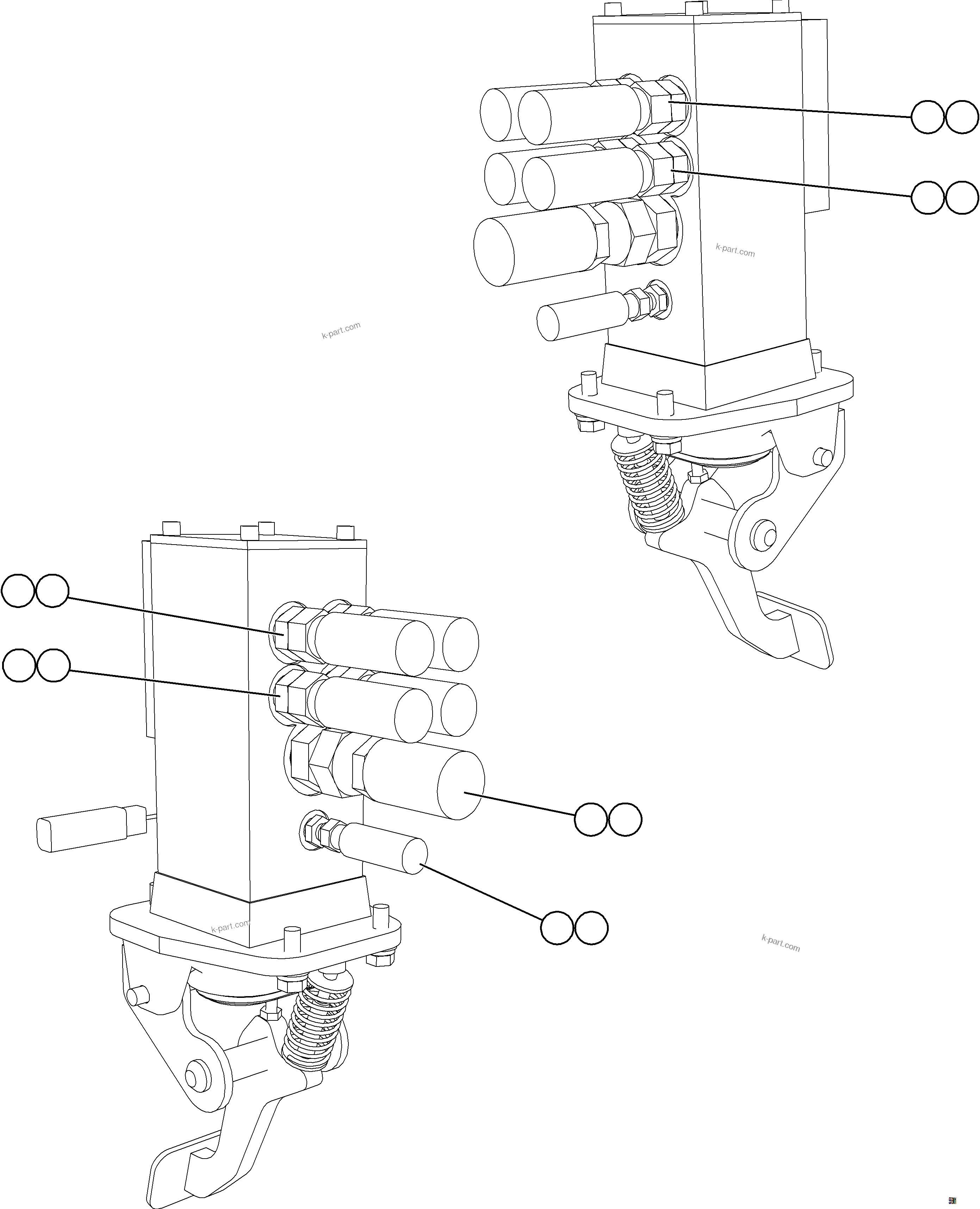 Komatsu parts book diagram for AFE69-F 730E-8 S/N A40018 - A40034 NATALKA: BRAKE VALVE PIPING